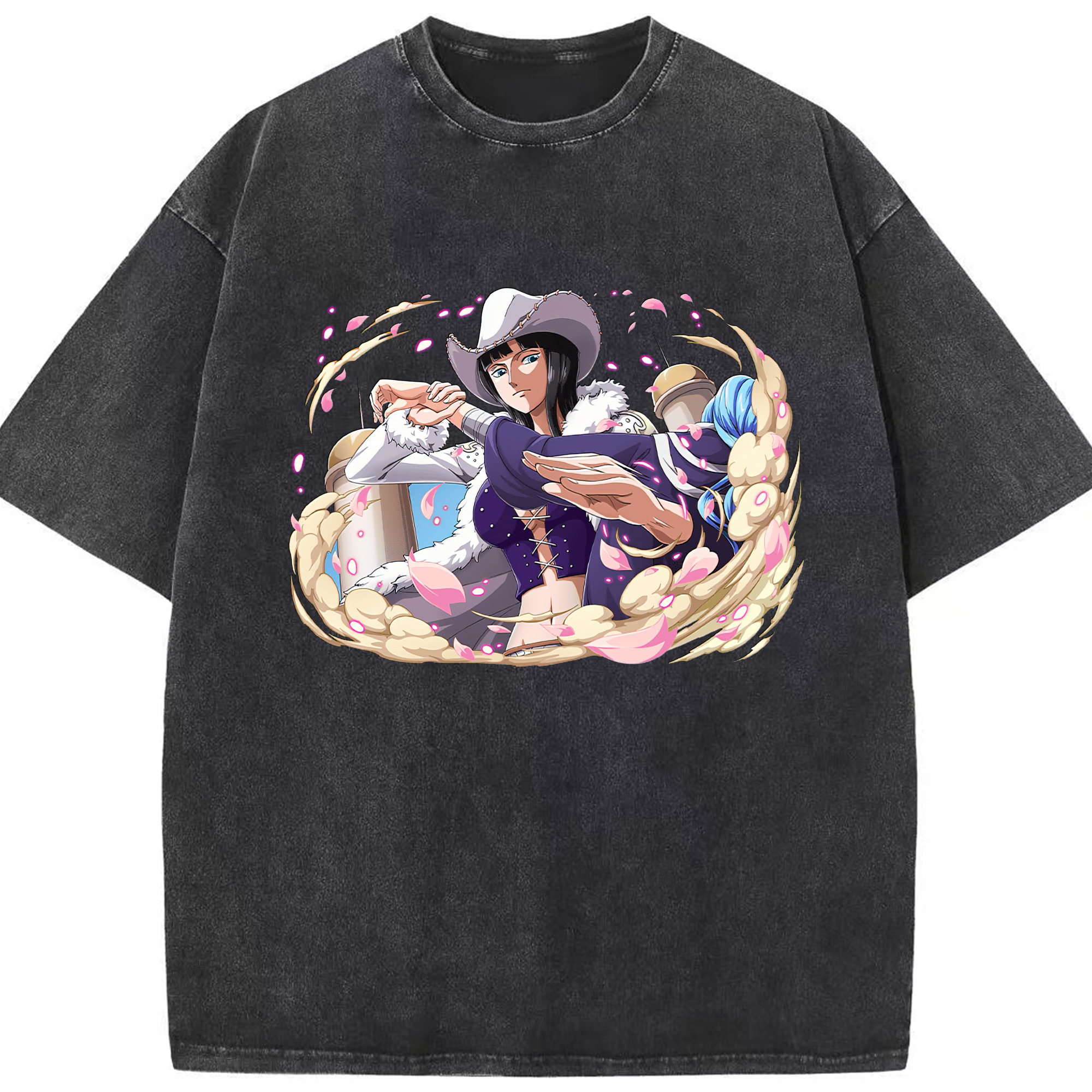 ワンピース ニコ・ロビン ONE PIECE Nico Robin 綿100% ヴィンテージ風 半袖Tシャツ（フロントプリント）