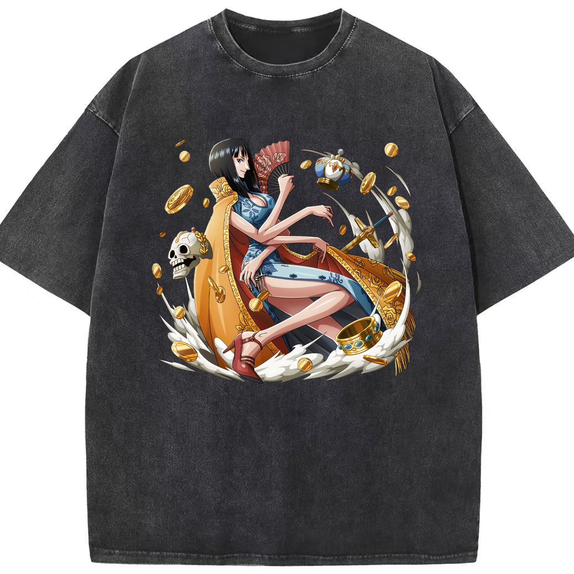 ワンピース ニコ・ロビン ONE PIECE Nico Robin 綿100% ヴィンテージ風 半袖Tシャツ（フロントプリント）