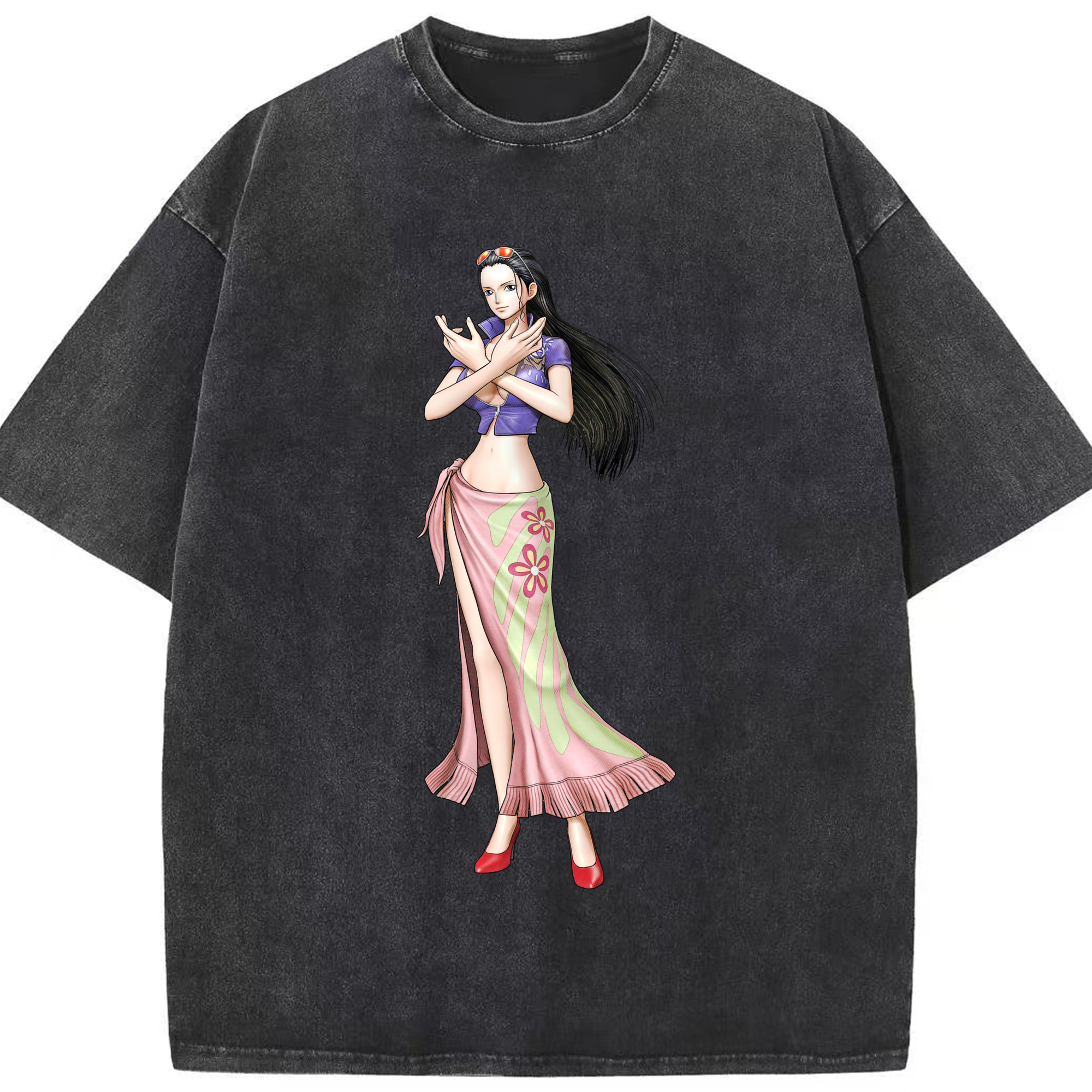 ワンピース ニコ・ロビン ONE PIECE Nico Robin 綿100% ヴィンテージ風 半袖Tシャツ（フロントプリント）