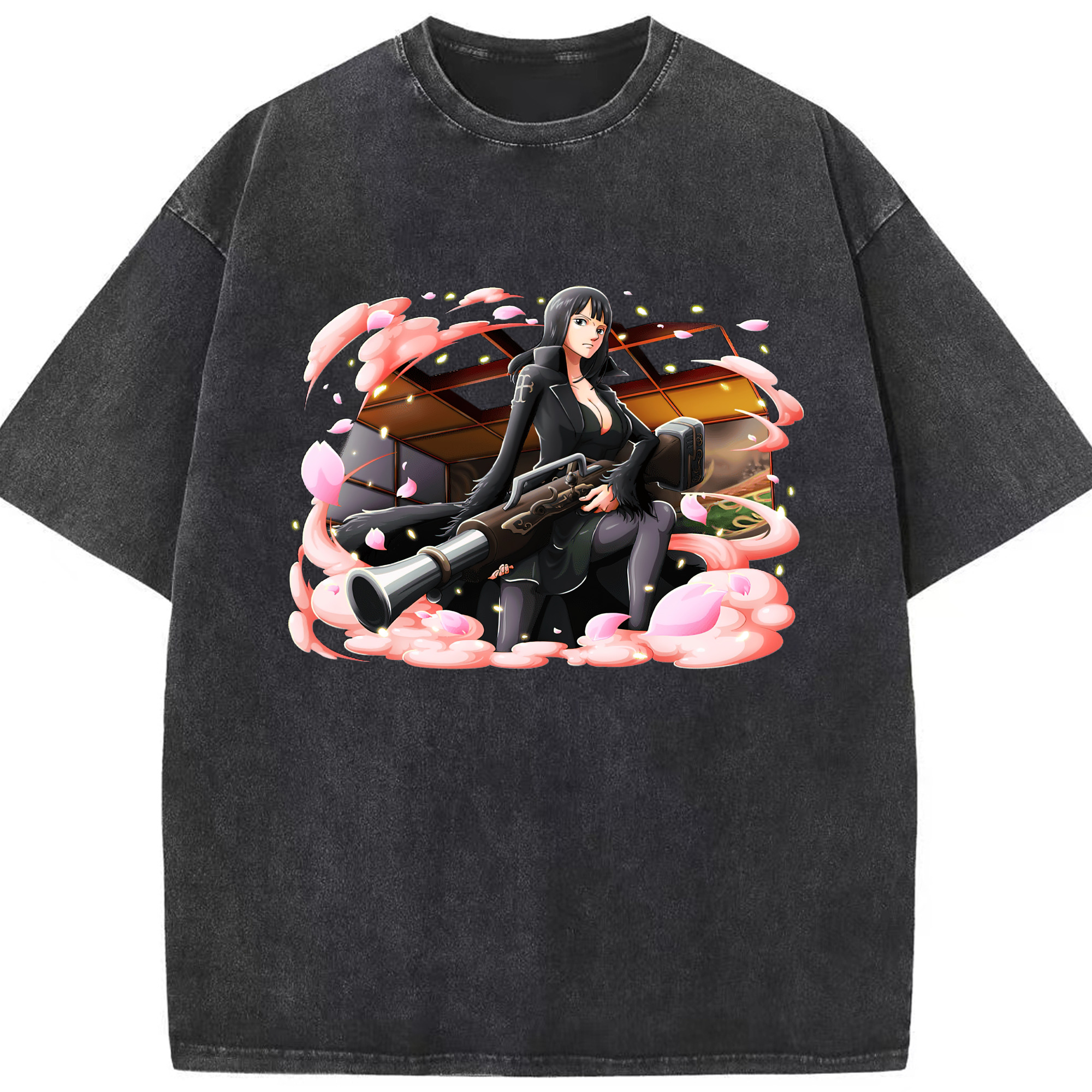ワンピース ニコ・ロビン ONE PIECE Nico Robin 綿100% ヴィンテージ風 半袖Tシャツ（フロントプリント）