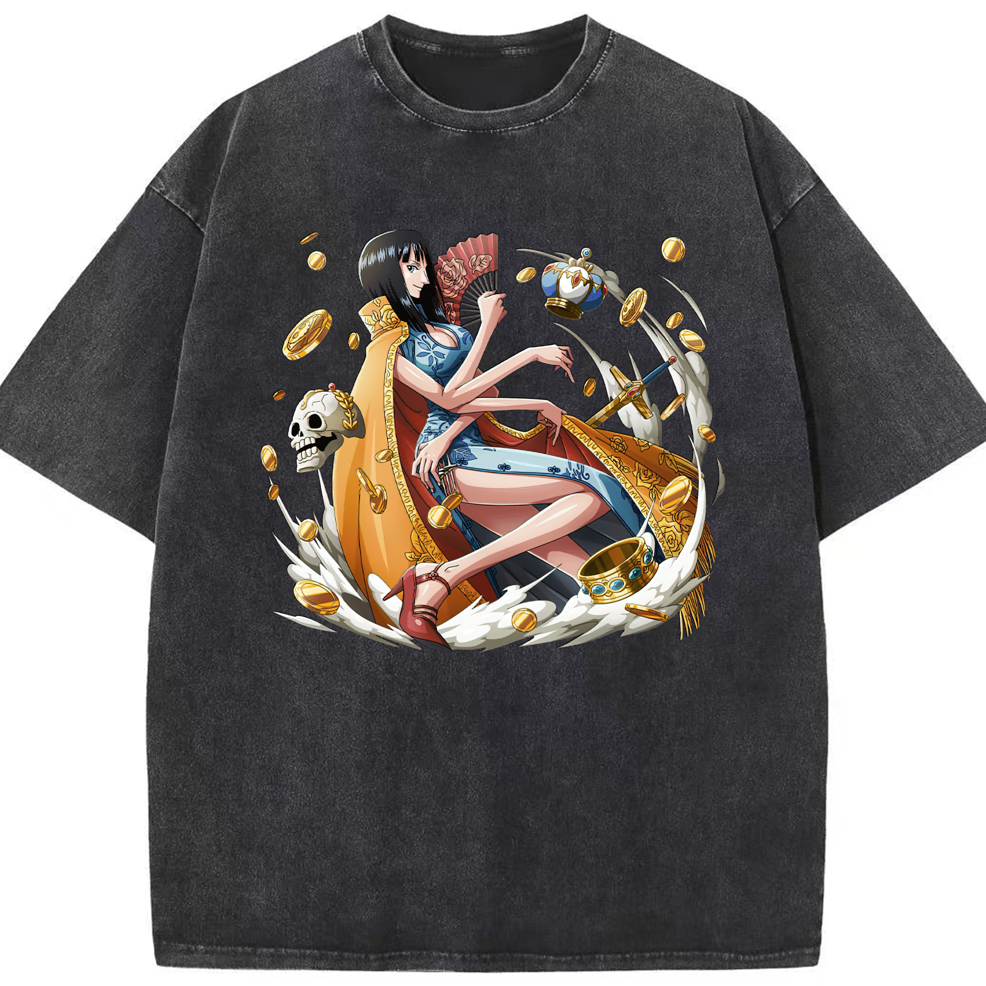 ワンピース ニコ・ロビン ONE PIECE Nico Robin 綿100% ヴィンテージ風 半袖Tシャツ（フロントプリント）