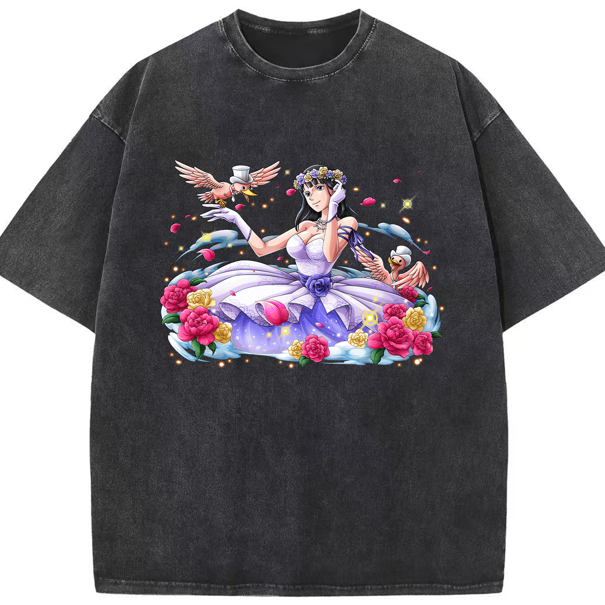 ワンピース ニコ・ロビン ONE PIECE Nico Robin 綿100% ヴィンテージ風 半袖Tシャツ（フロントプリント）
