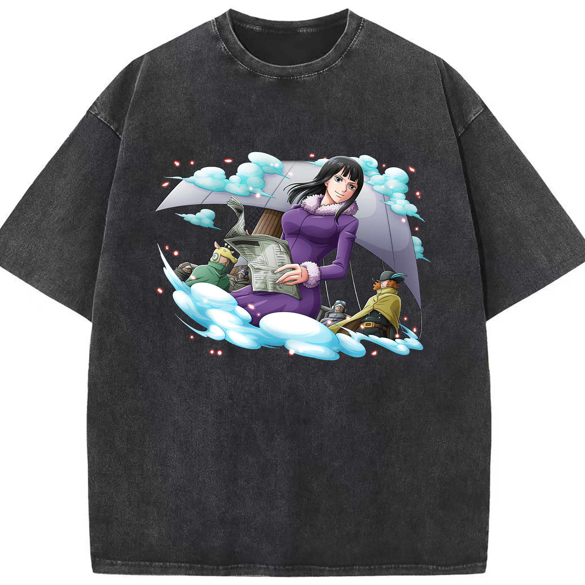ワンピース ニコ・ロビン ONE PIECE Nico Robin 綿100% ヴィンテージ風 半袖Tシャツ（フロントプリント）