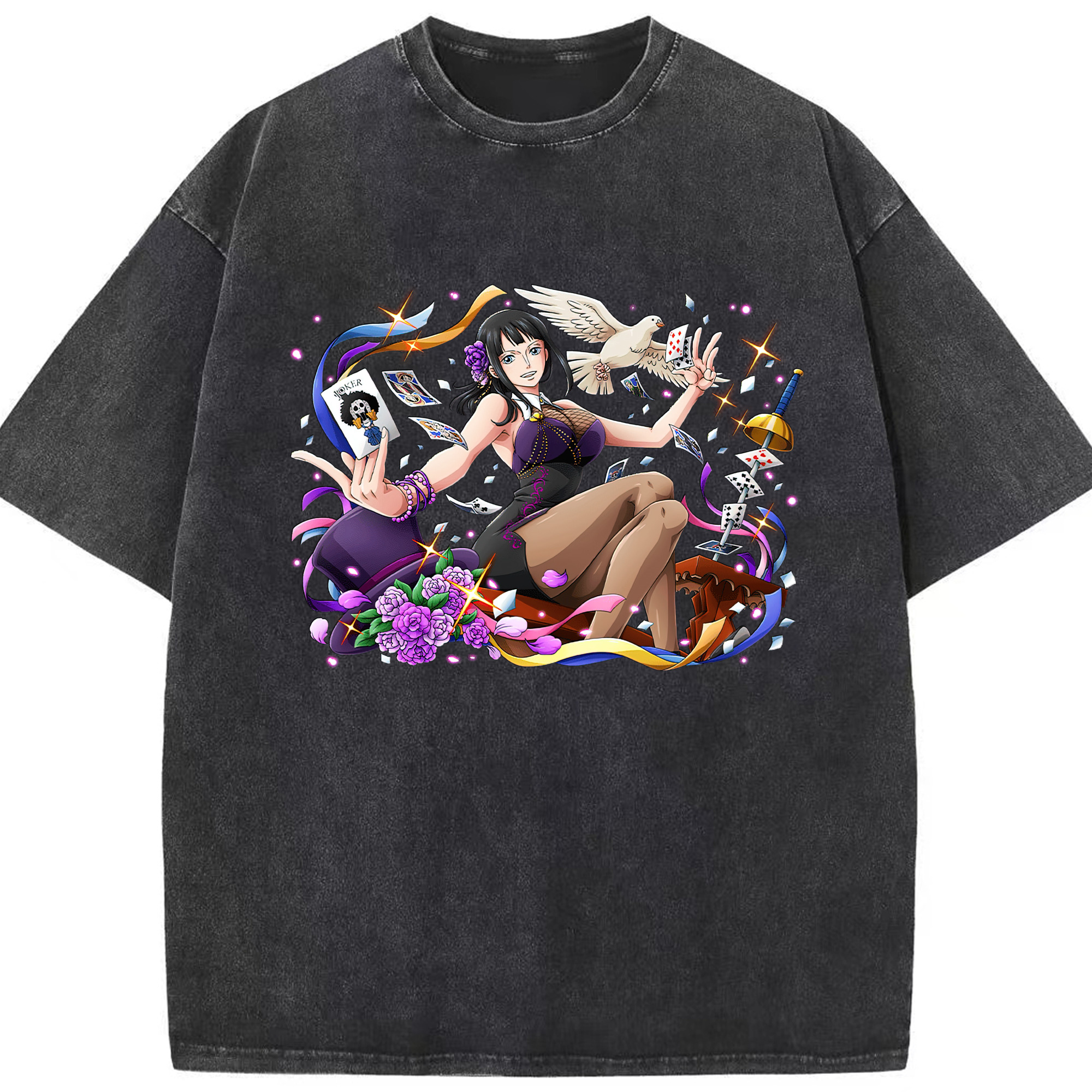 ワンピース ニコ・ロビン ONE PIECE Nico Robin 綿100% ヴィンテージ風 半袖Tシャツ（フロントプリント）