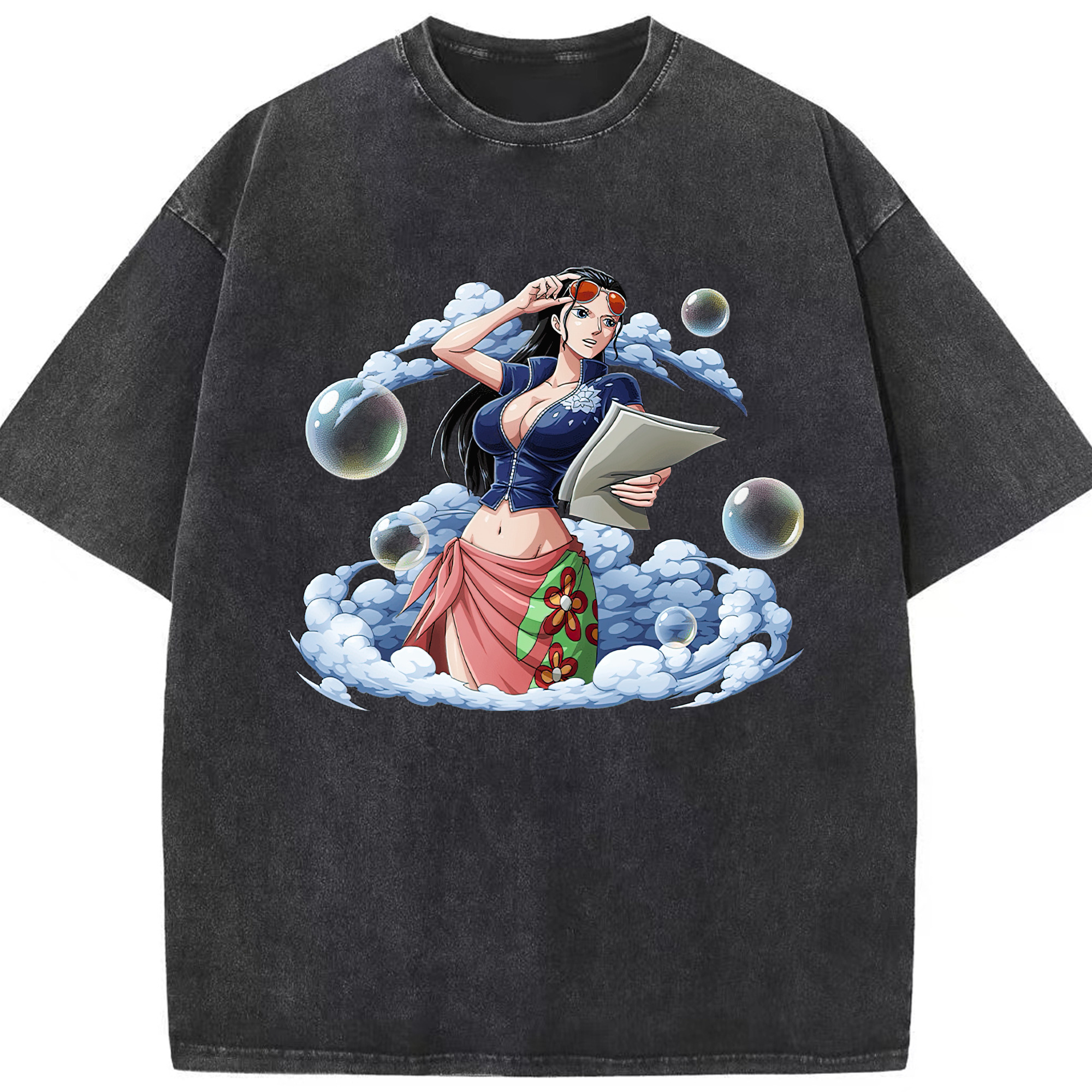 ワンピース ニコ・ロビン ONE PIECE Nico Robin 綿100% ヴィンテージ風 半袖Tシャツ（フロントプリント）