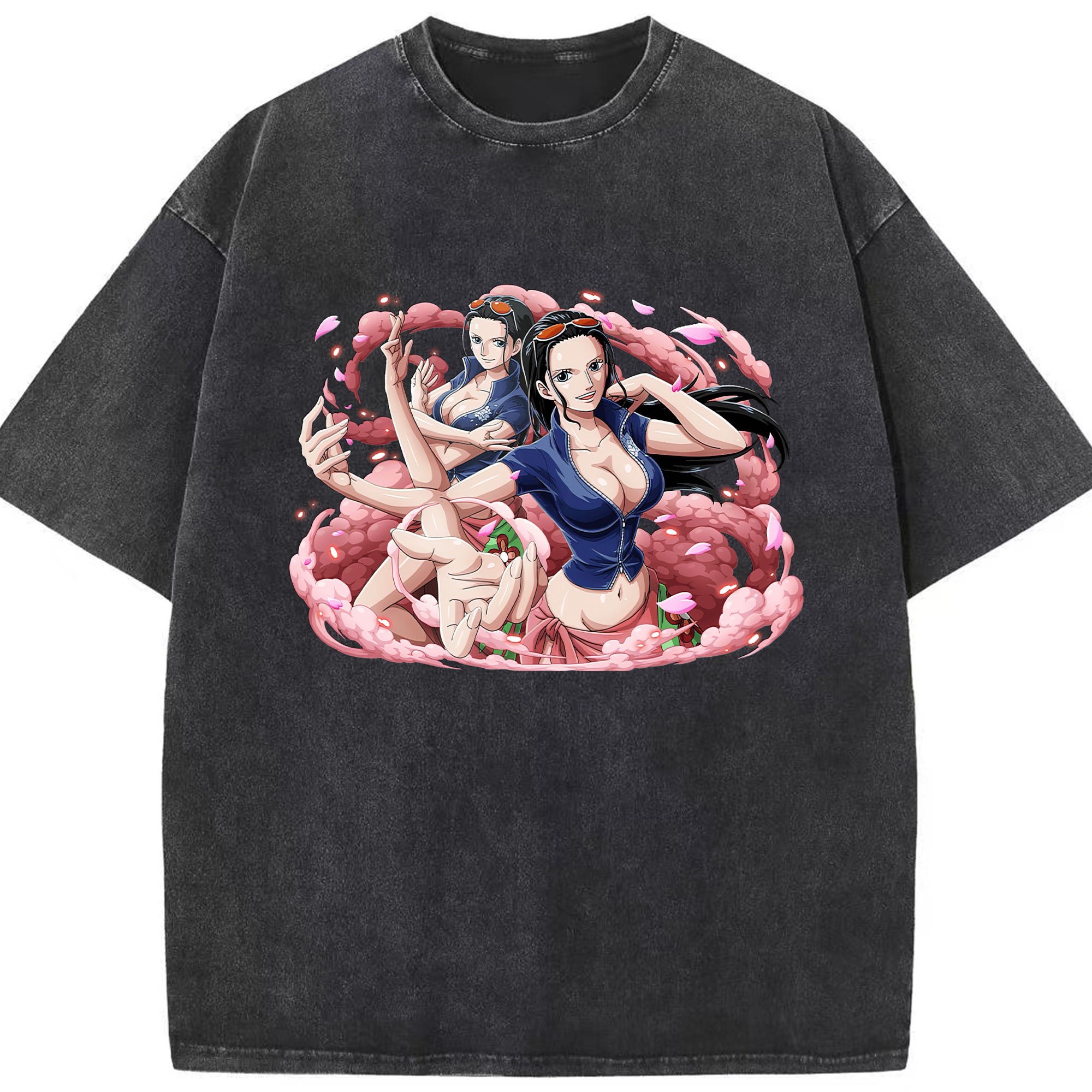 ワンピース ニコ・ロビン ONE PIECE Nico Robin 綿100% ヴィンテージ風 半袖Tシャツ（フロントプリント）