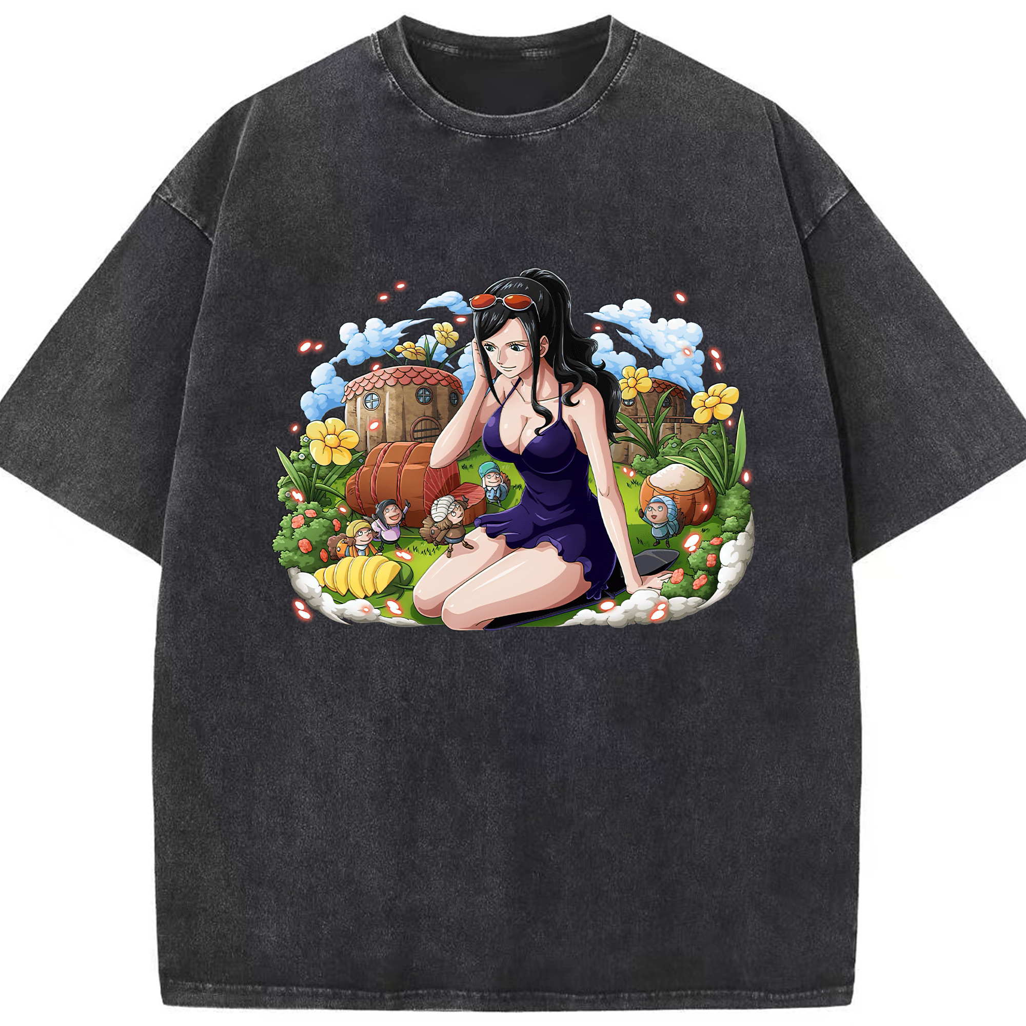 ワンピース ニコ・ロビン ONE PIECE Nico Robin 綿100% ヴィンテージ風 半袖Tシャツ（フロントプリント）