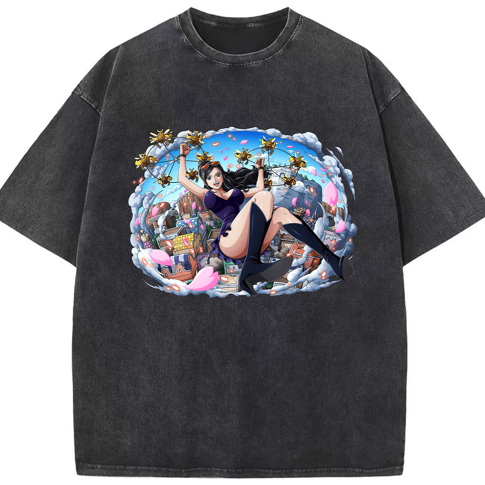 ワンピース ニコ・ロビン ONE PIECE Nico Robin 綿100% ヴィンテージ風 半袖Tシャツ（フロントプリント）
