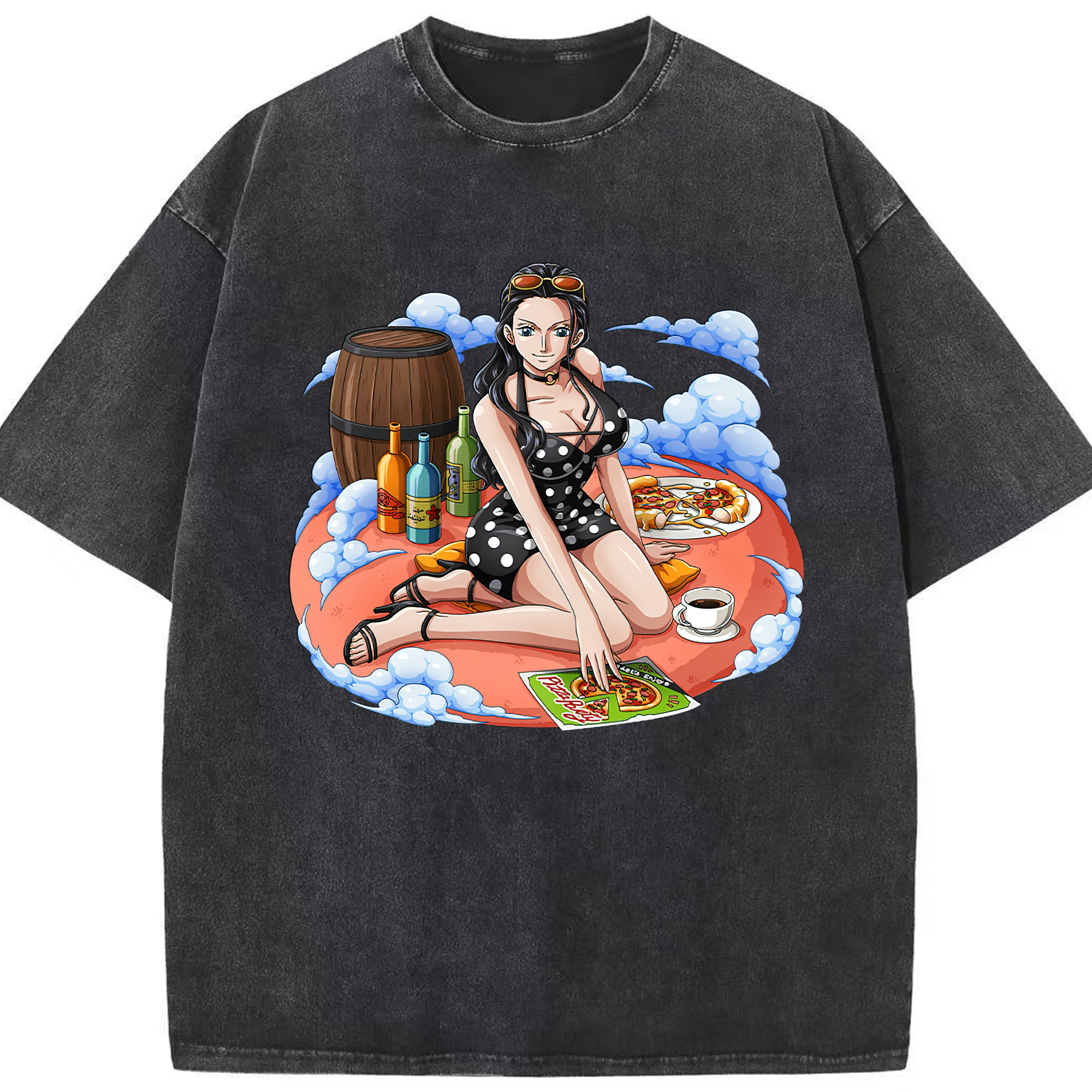 ワンピース ニコ・ロビン ONE PIECE Nico Robin 綿100% ヴィンテージ風 半袖Tシャツ（フロントプリント）