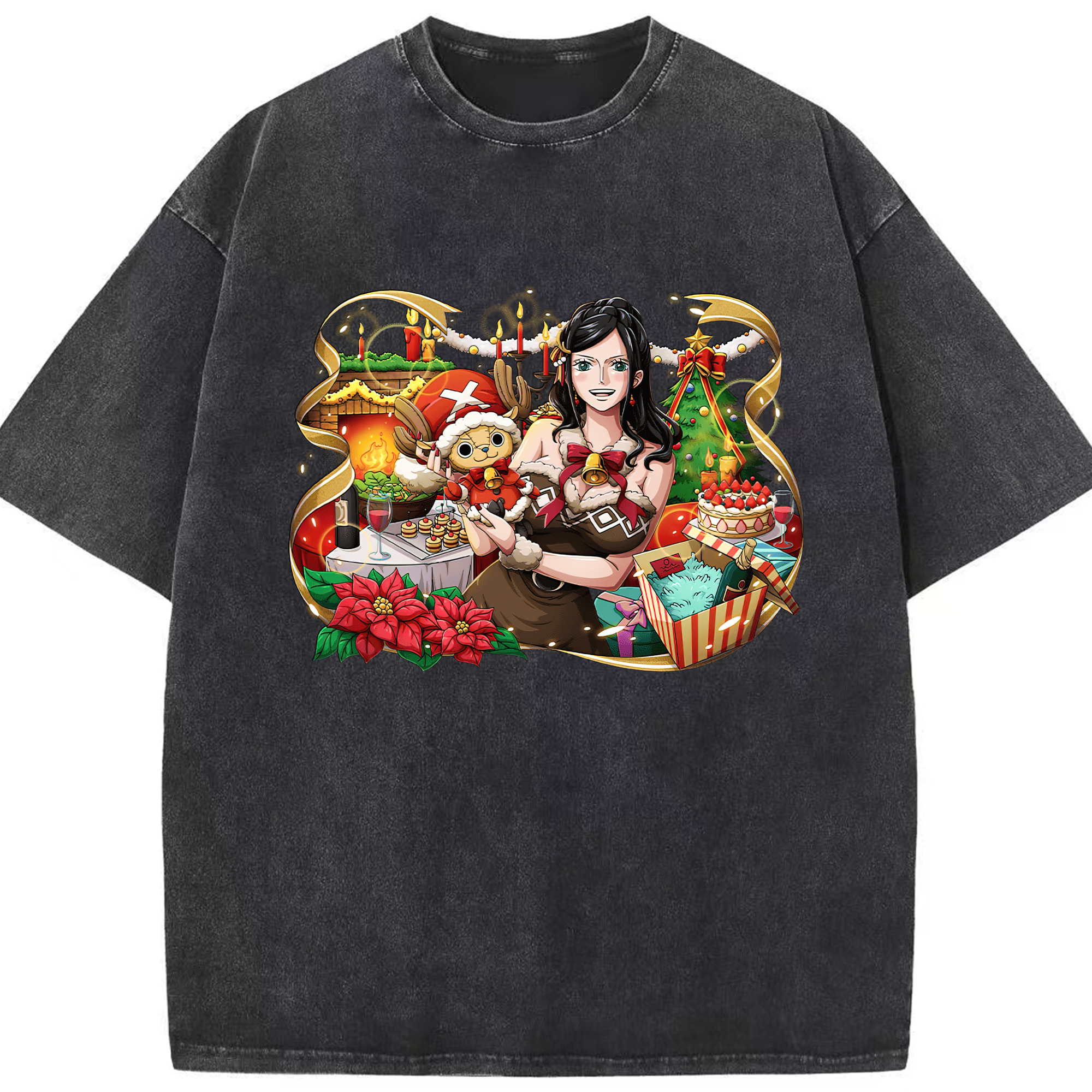 ワンピース ニコ・ロビン ONE PIECE Nico Robin 綿100% ヴィンテージ風 半袖Tシャツ（フロントプリント）