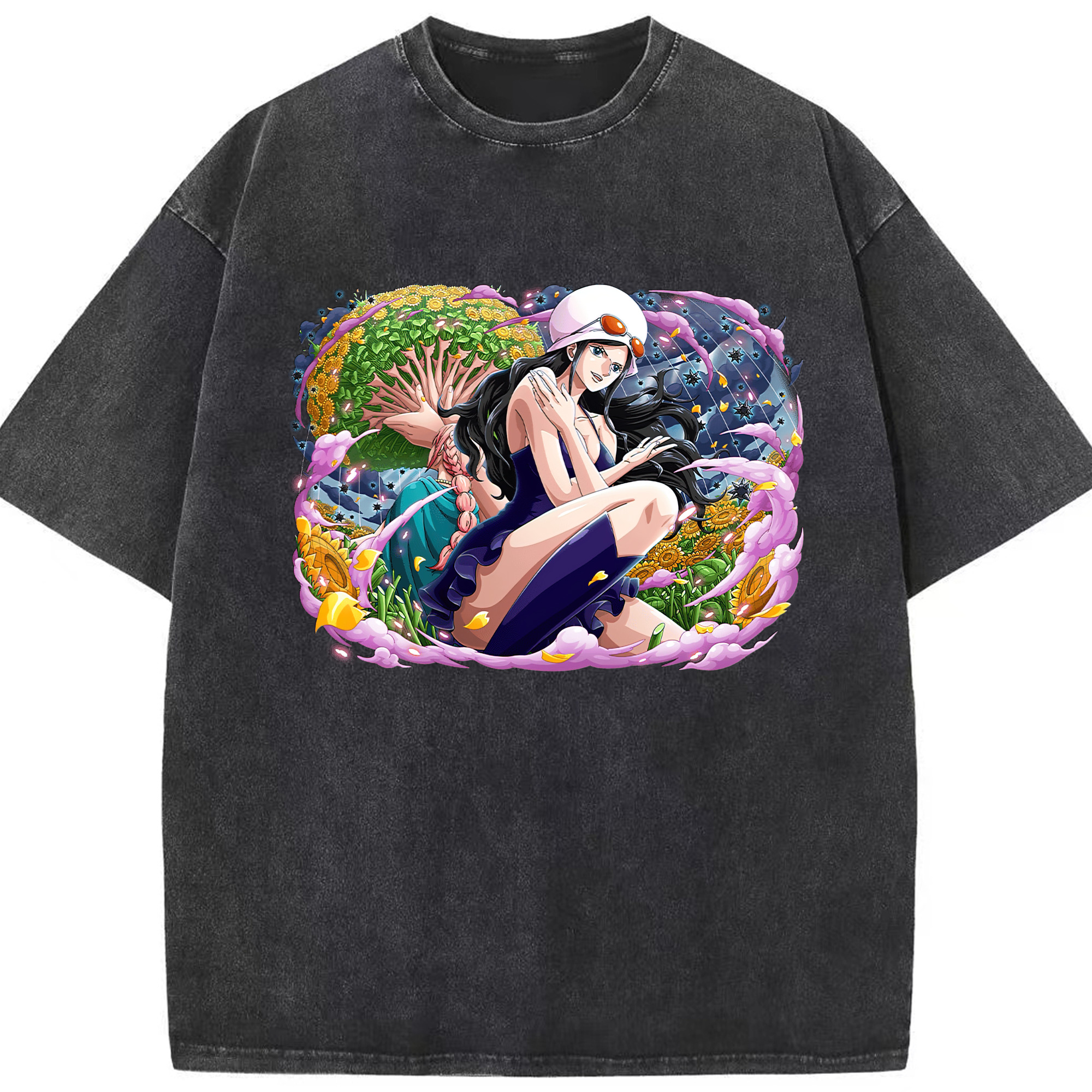 ワンピース ニコ・ロビン ONE PIECE Nico Robin 綿100% ヴィンテージ風 半袖Tシャツ（フロントプリント）