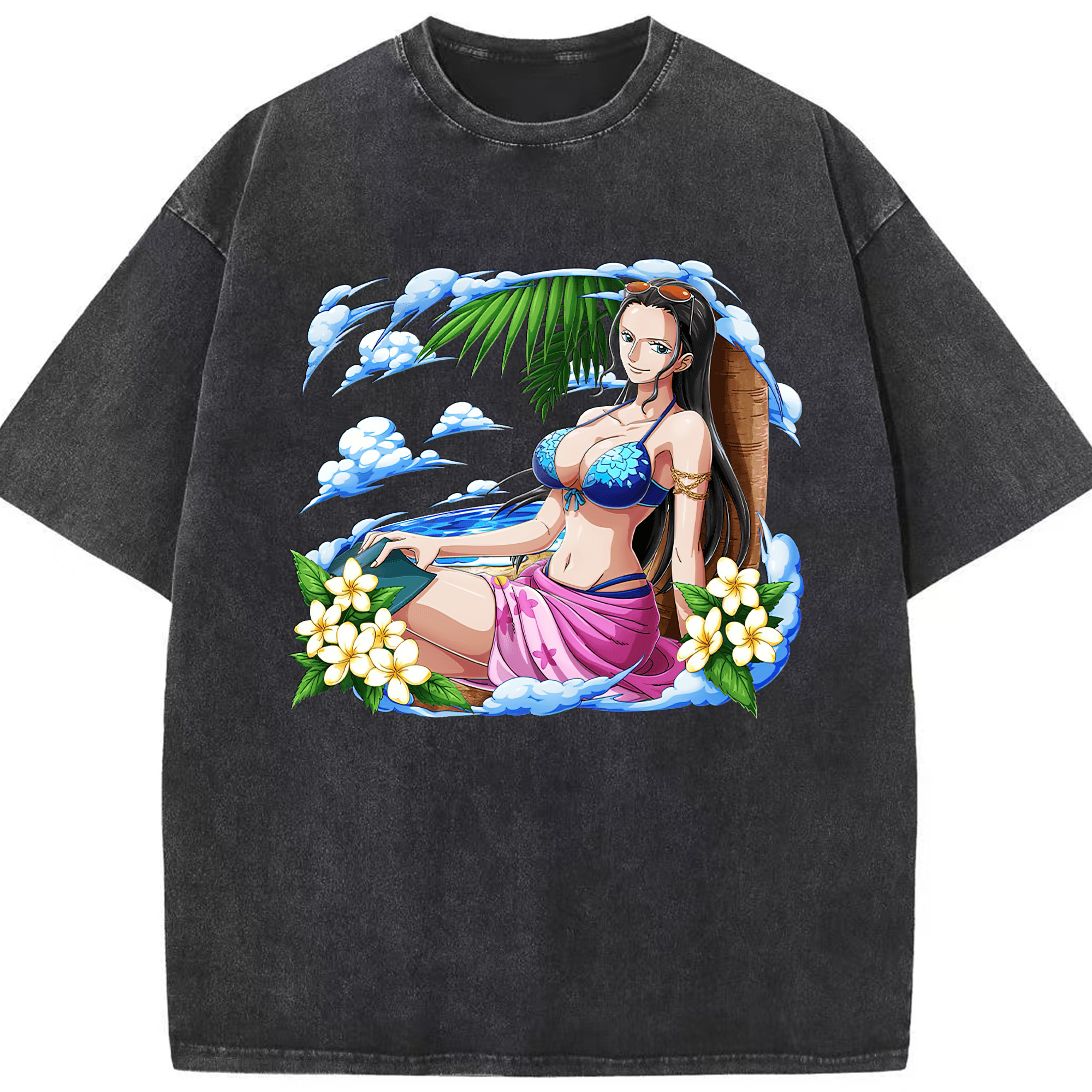 ワンピース ニコ・ロビン ONE PIECE Nico Robin 綿100% ヴィンテージ風 半袖Tシャツ（フロントプリント）