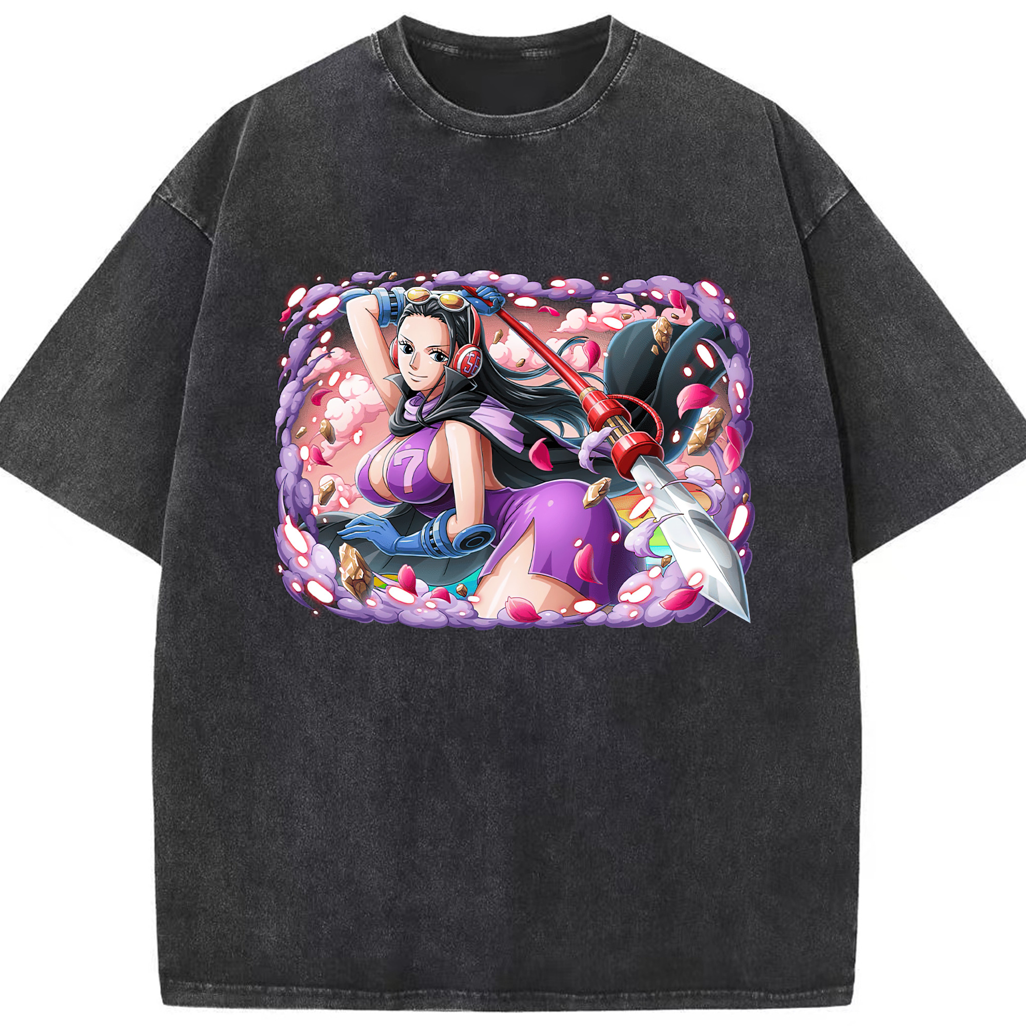 ワンピース ニコ・ロビン ONE PIECE Nico Robin 綿100% ヴィンテージ風 半袖Tシャツ（フロントプリント）