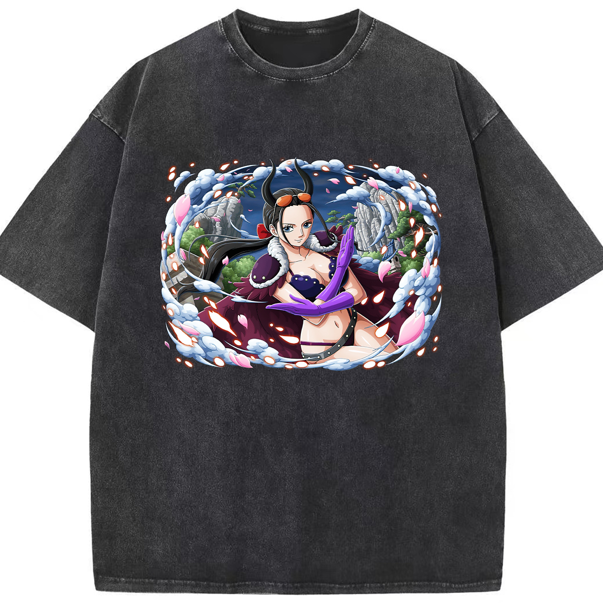 ワンピース ニコ・ロビン ONE PIECE Nico Robin 綿100% ヴィンテージ風 半袖Tシャツ（フロントプリント）