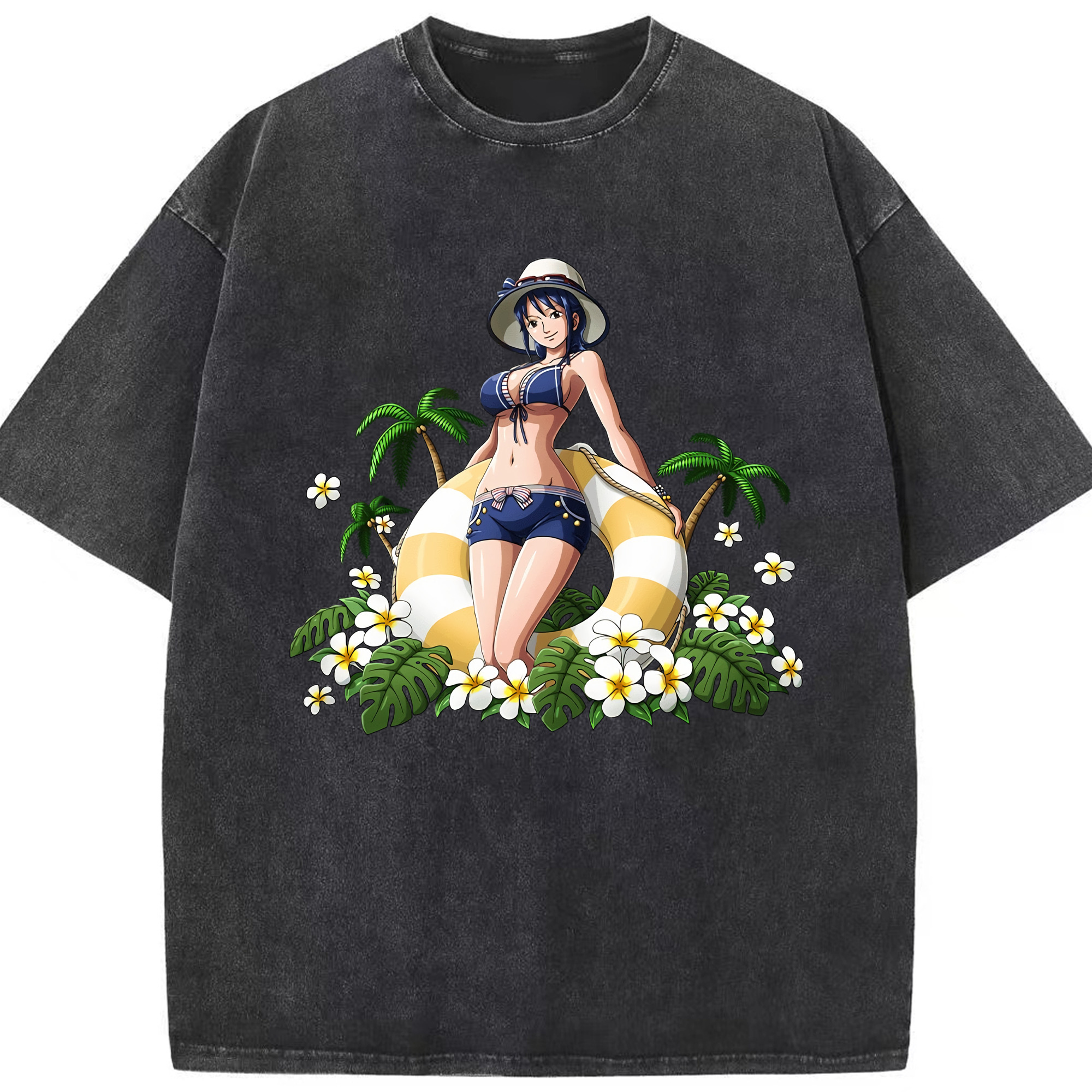 ワンピース ニコ・ロビン ONE PIECE Nico Robin 綿100% ヴィンテージ風 半袖Tシャツ（フロントプリント）