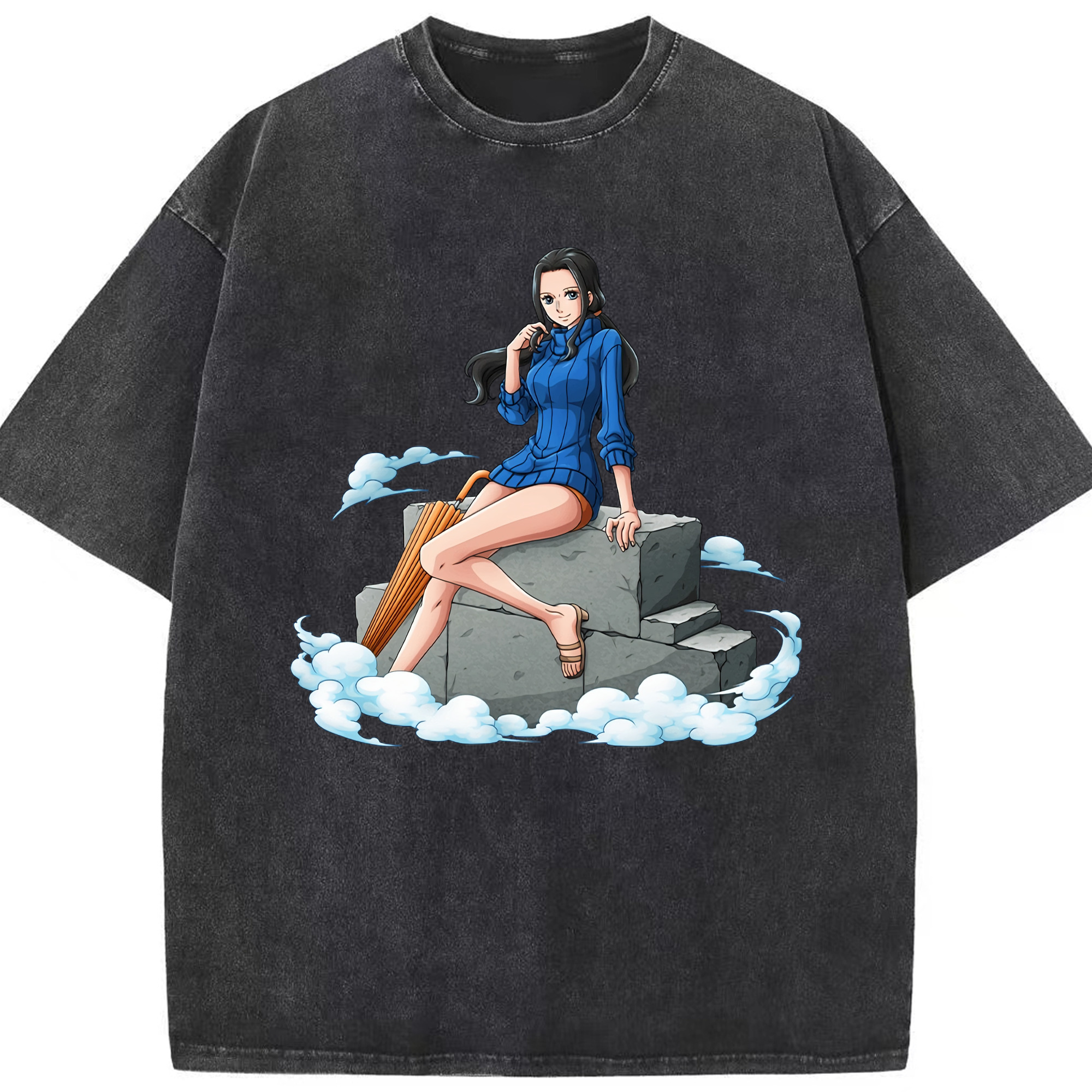 ワンピース ニコ・ロビン ONE PIECE Nico Robin 綿100% ヴィンテージ風 半袖Tシャツ（フロントプリント）