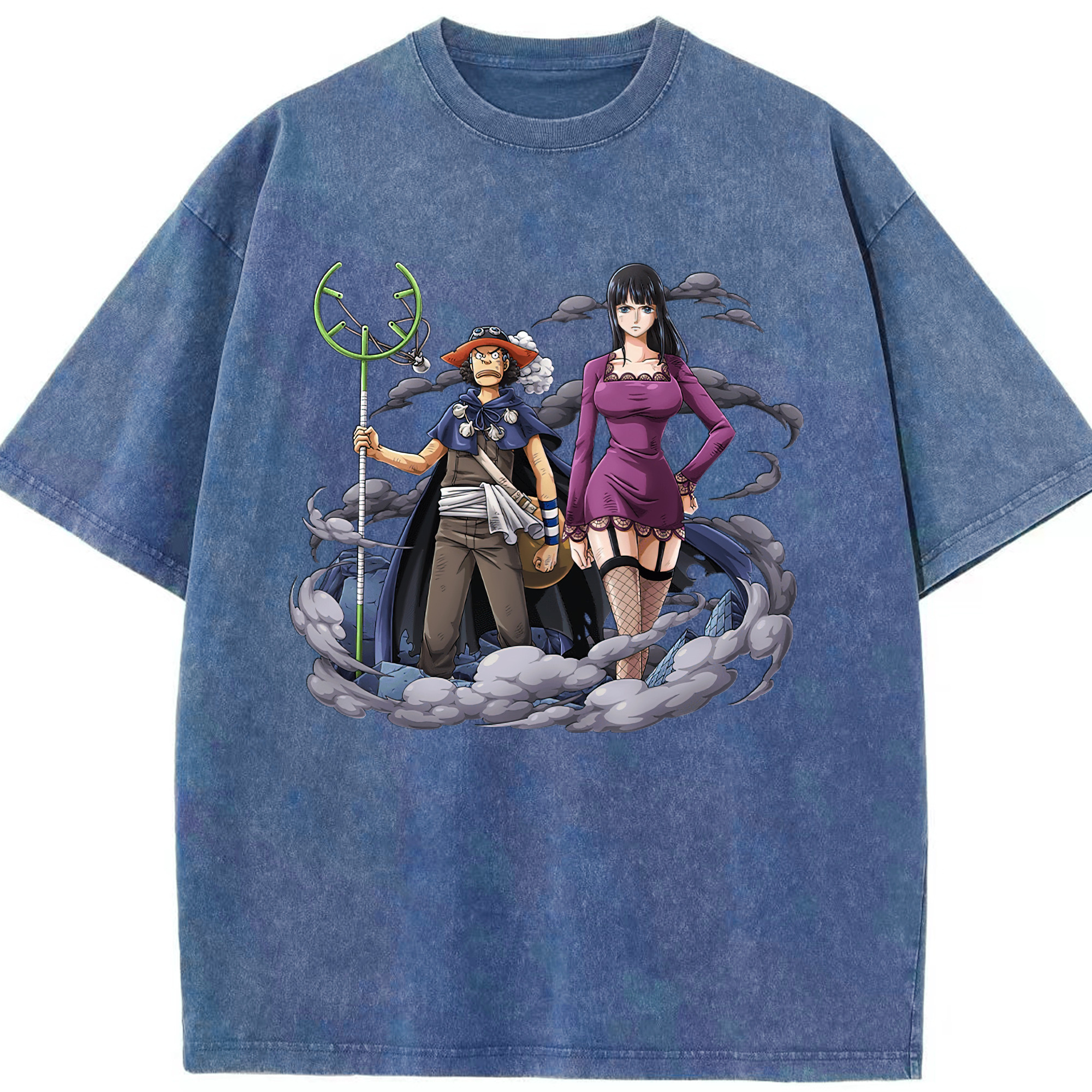 ワンピース ニコ・ロビン ONE PIECE Nico Robin 綿100% ヴィンテージ風 半袖Tシャツ（フロントプリント）