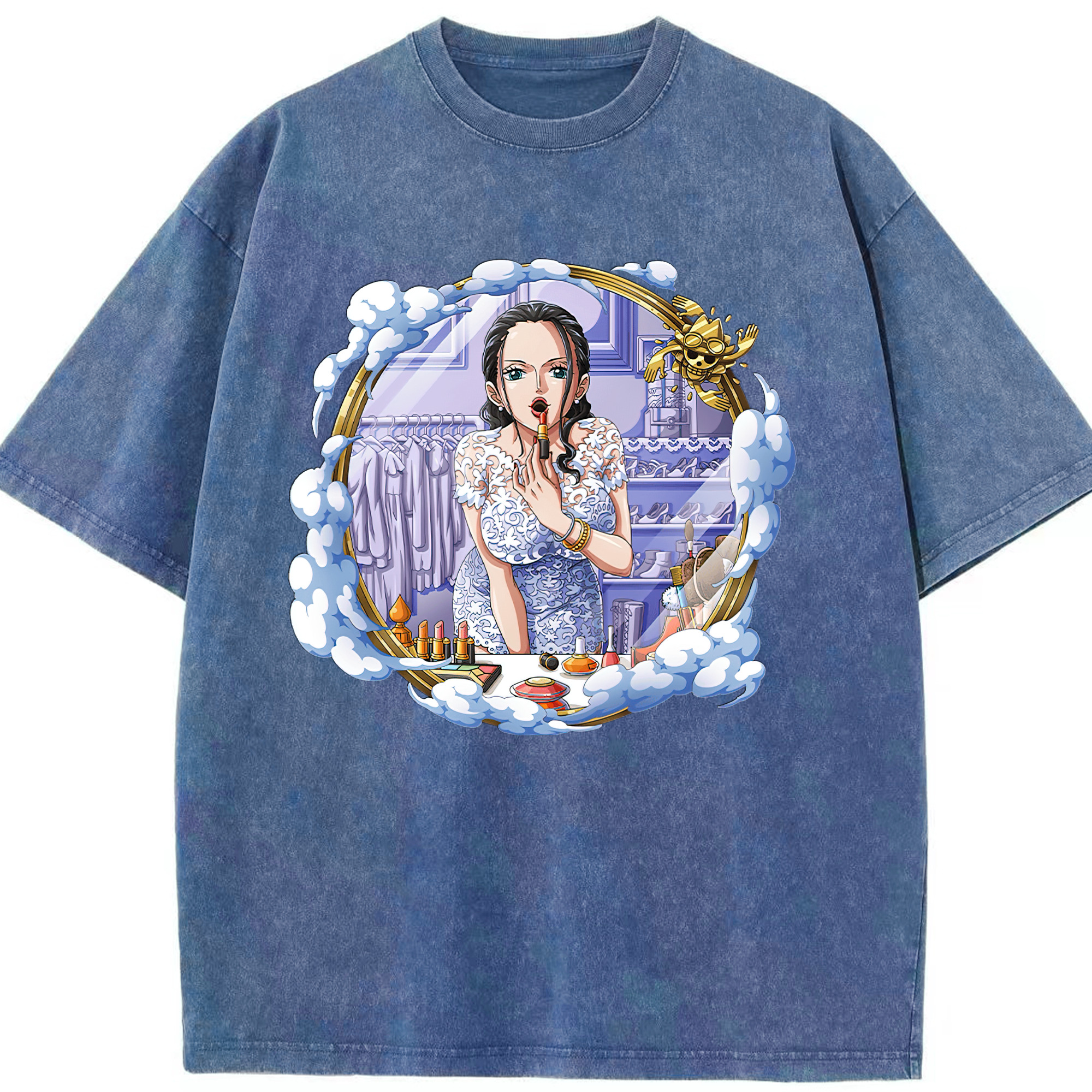 ワンピース ニコ・ロビン ONE PIECE Nico Robin 綿100% ヴィンテージ風 半袖Tシャツ（フロントプリント）