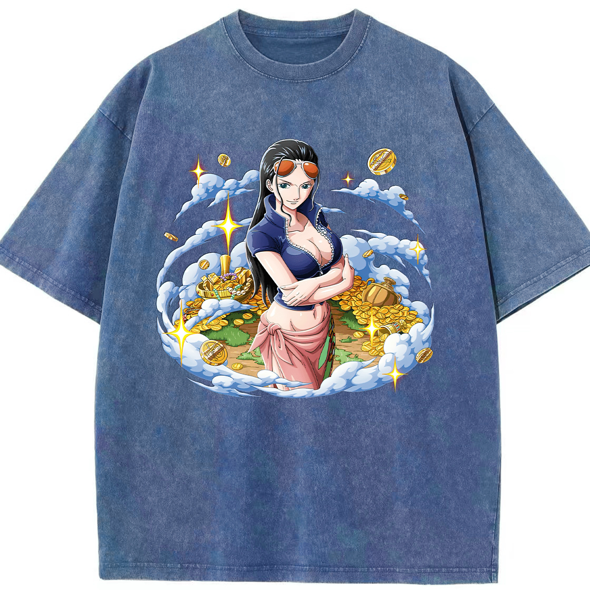 ワンピース ニコ・ロビン ONE PIECE Nico Robin 綿100% ヴィンテージ風 半袖Tシャツ（フロントプリント）