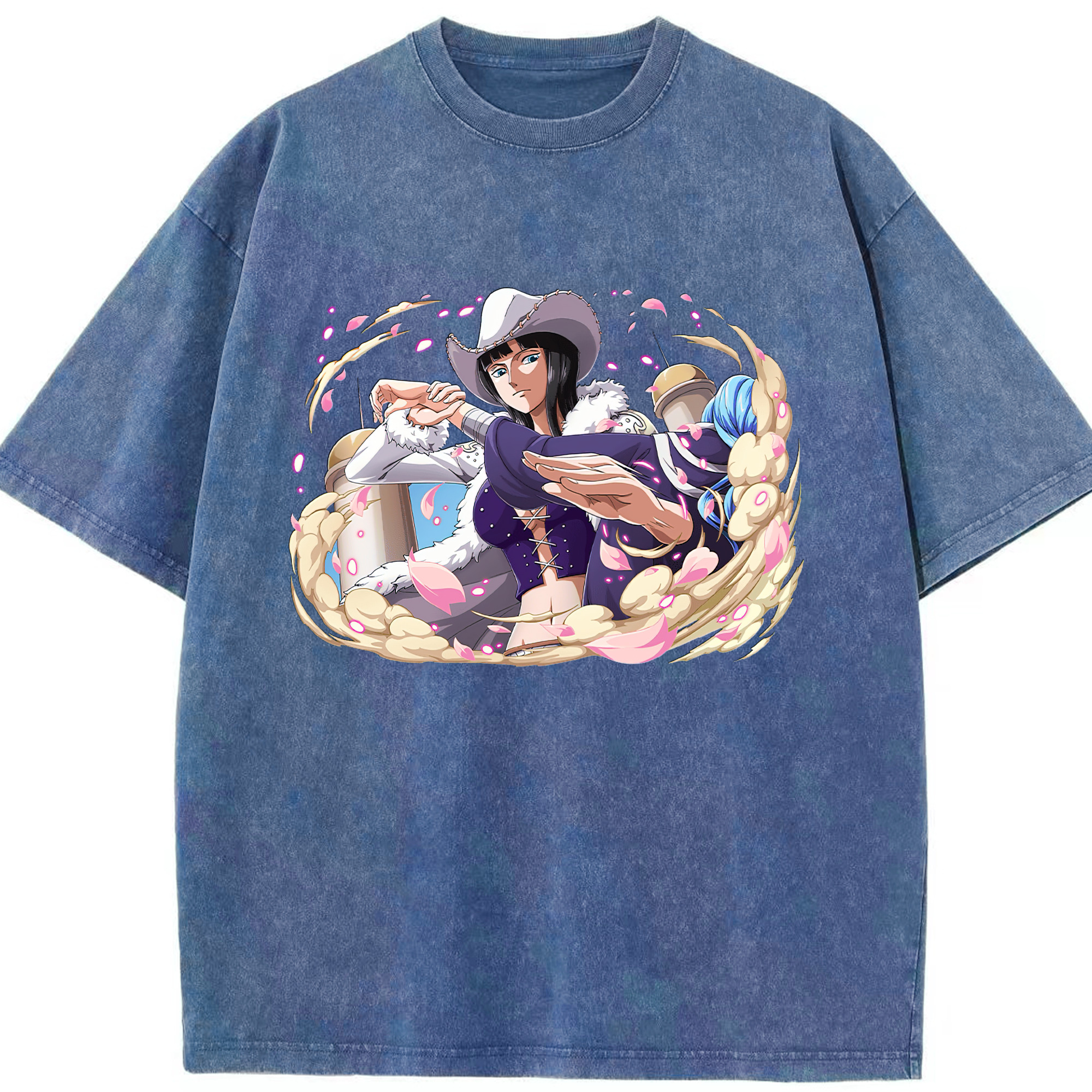 ワンピース ニコ・ロビン ONE PIECE Nico Robin 綿100% ヴィンテージ風 半袖Tシャツ（フロントプリント）
