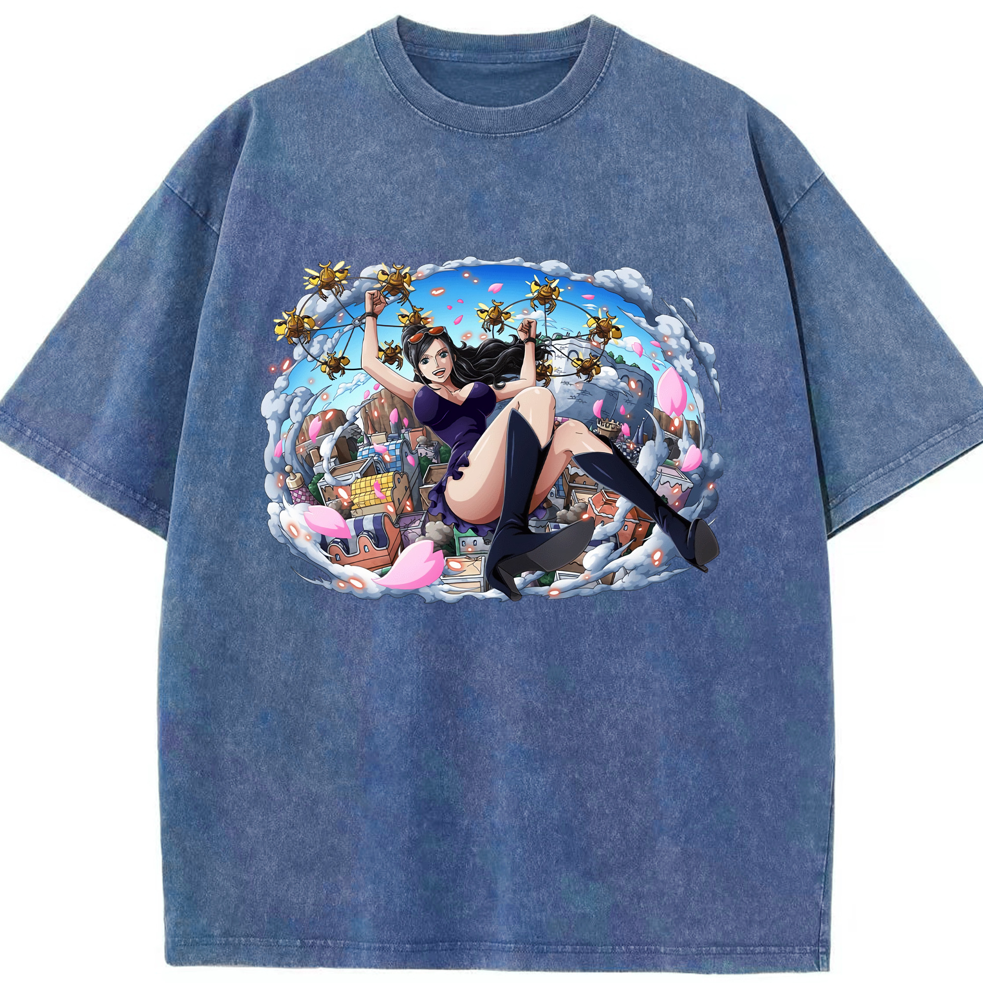 ワンピース ニコ・ロビン ONE PIECE Nico Robin 綿100% ヴィンテージ風 半袖Tシャツ（フロントプリント）