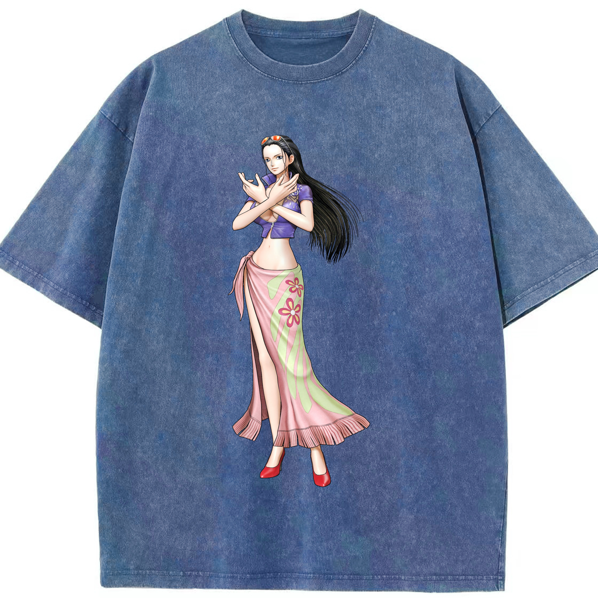 ワンピース ニコ・ロビン ONE PIECE Nico Robin 綿100% ヴィンテージ風 半袖Tシャツ（フロントプリント）
