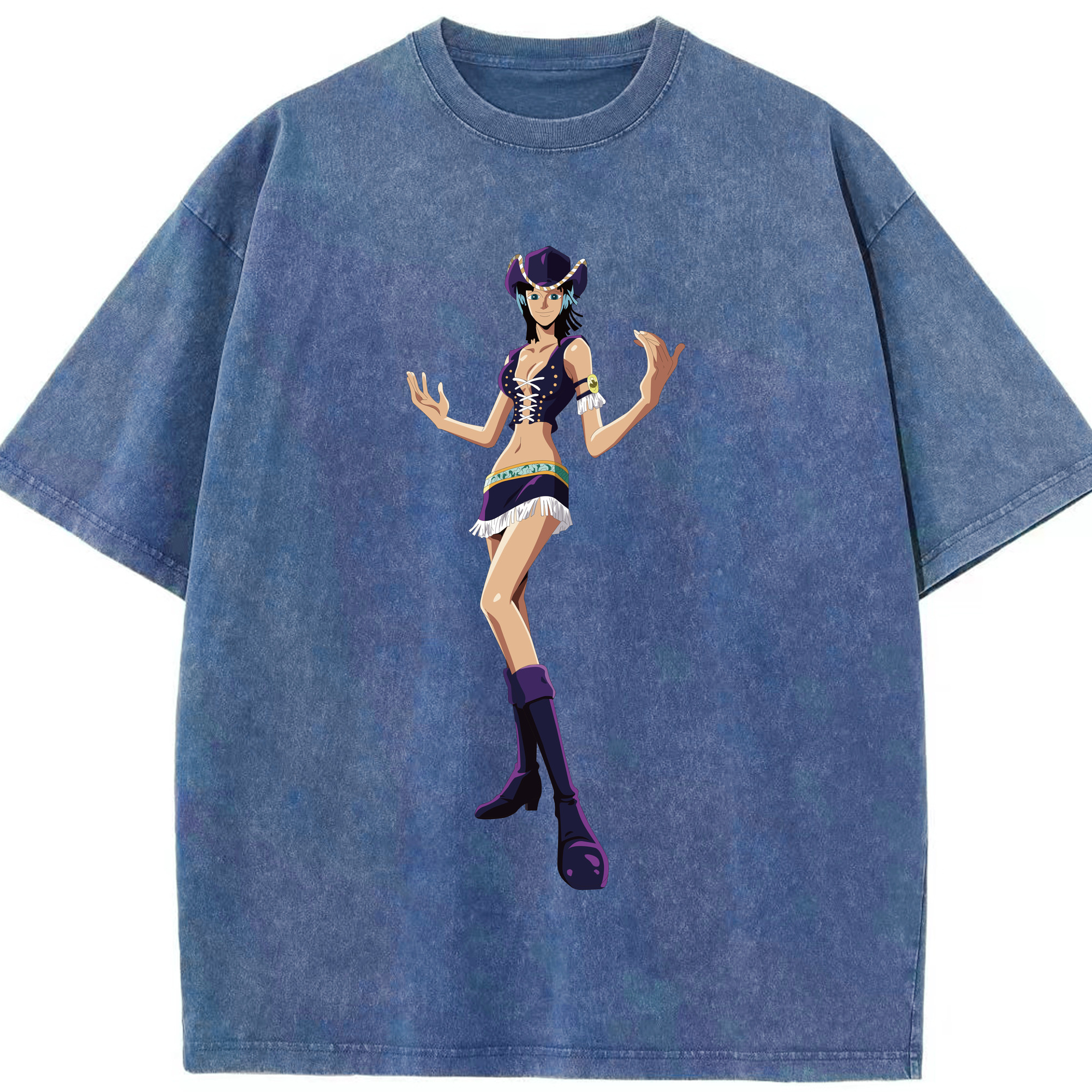 ワンピース ニコ・ロビン ONE PIECE Nico Robin 綿100% ヴィンテージ風 半袖Tシャツ（フロントプリント）