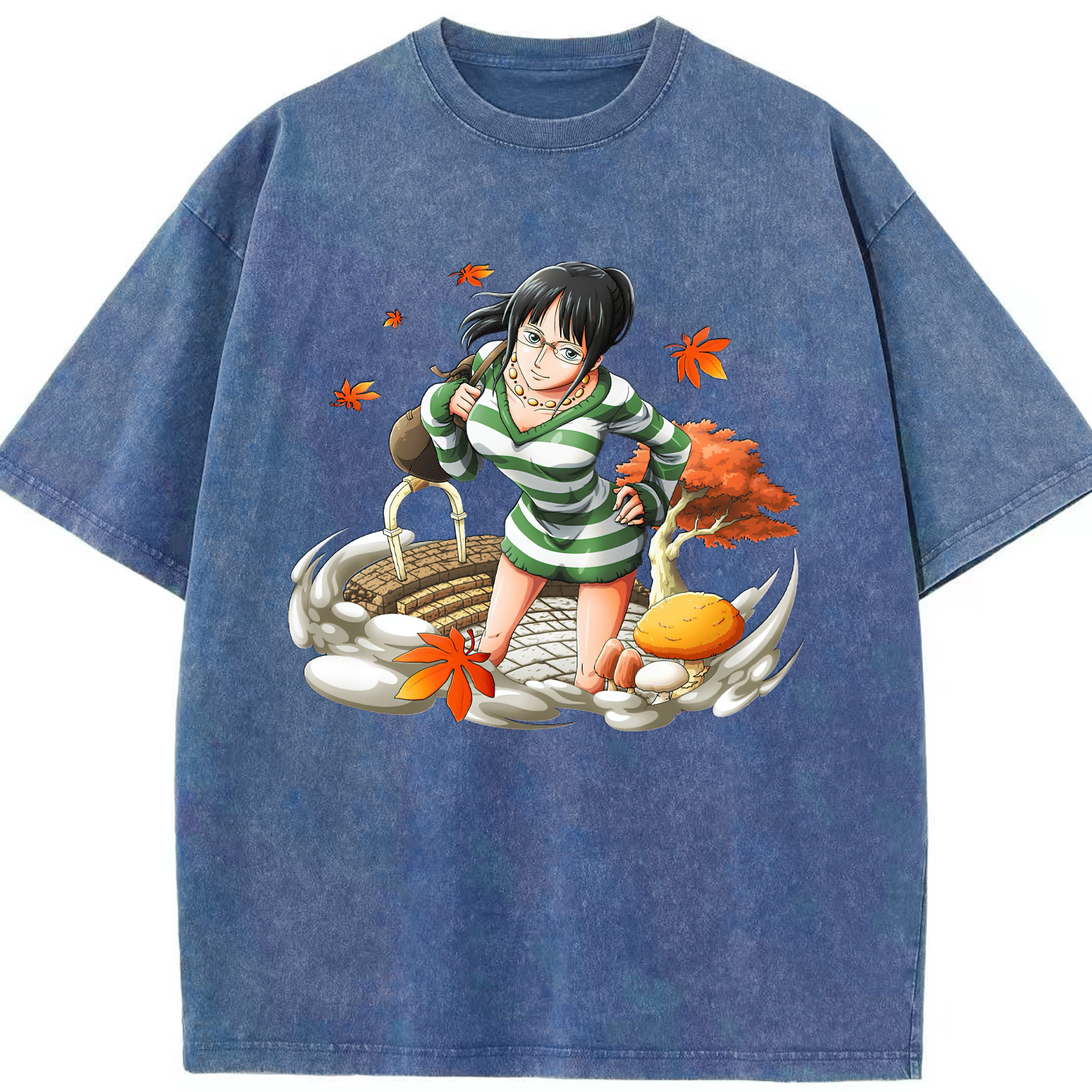 ワンピース ニコ・ロビン ONE PIECE Nico Robin 綿100% ヴィンテージ風 半袖Tシャツ（フロントプリント）