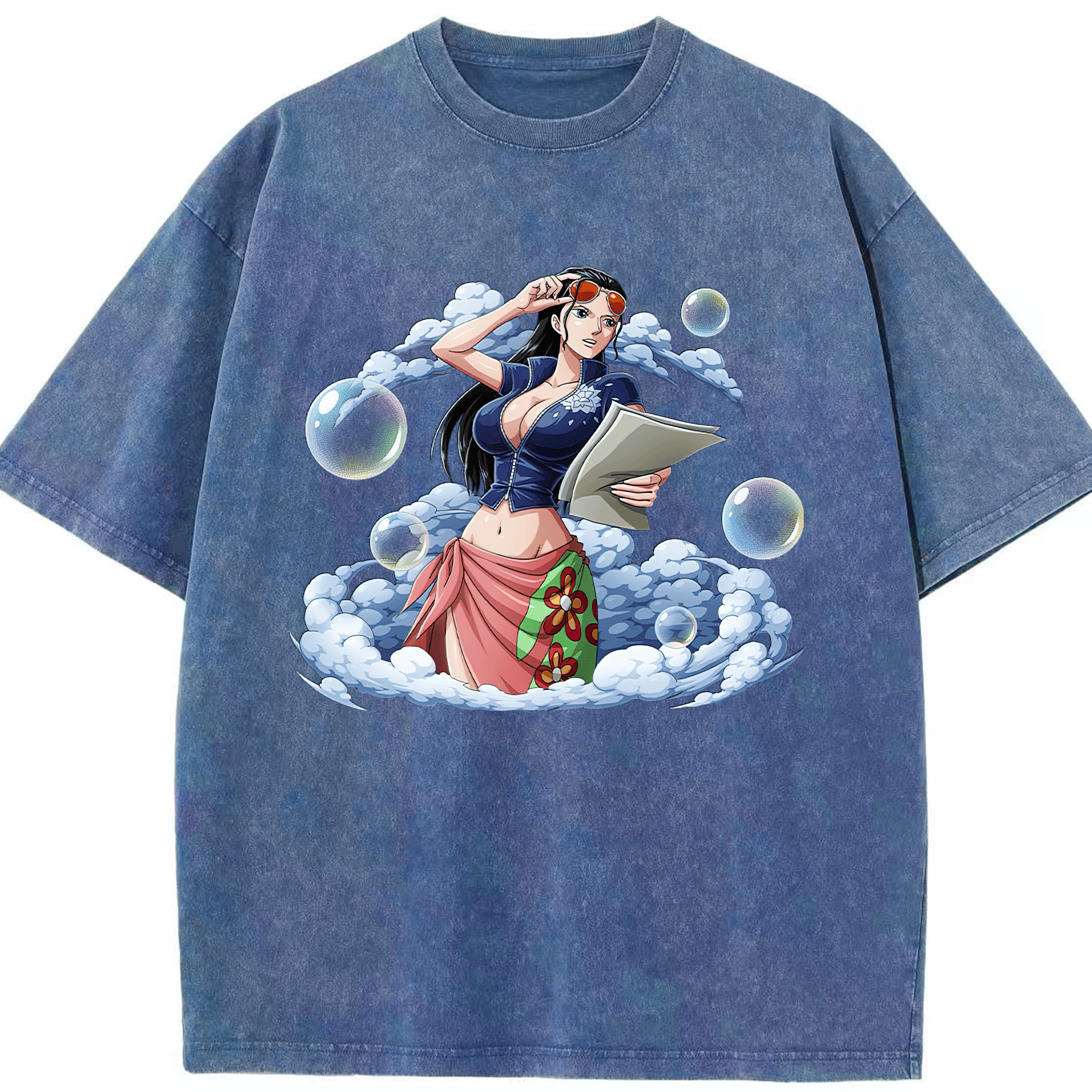 ワンピース ニコ・ロビン ONE PIECE Nico Robin 綿100% ヴィンテージ風 半袖Tシャツ（フロントプリント）