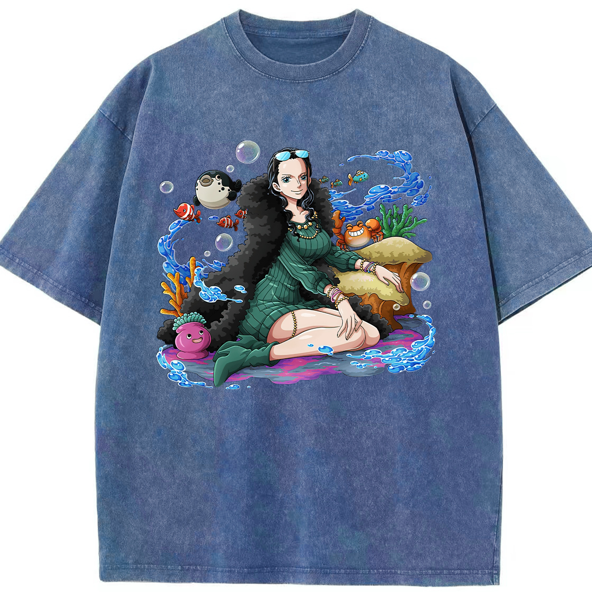 ワンピース ニコ・ロビン ONE PIECE Nico Robin 綿100% ヴィンテージ風 半袖Tシャツ（フロントプリント）