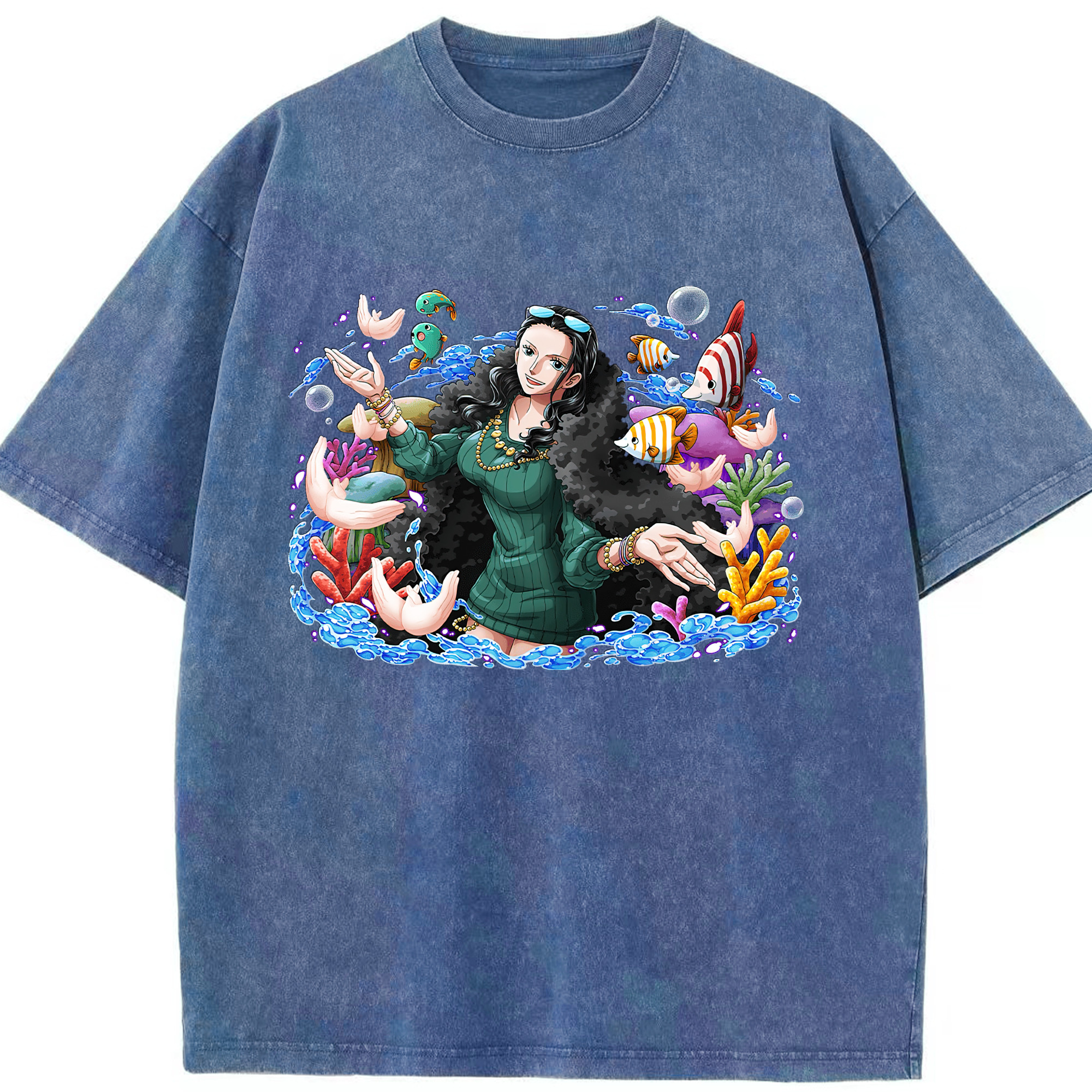ワンピース ニコ・ロビン ONE PIECE Nico Robin 綿100% ヴィンテージ風 半袖Tシャツ（フロントプリント）