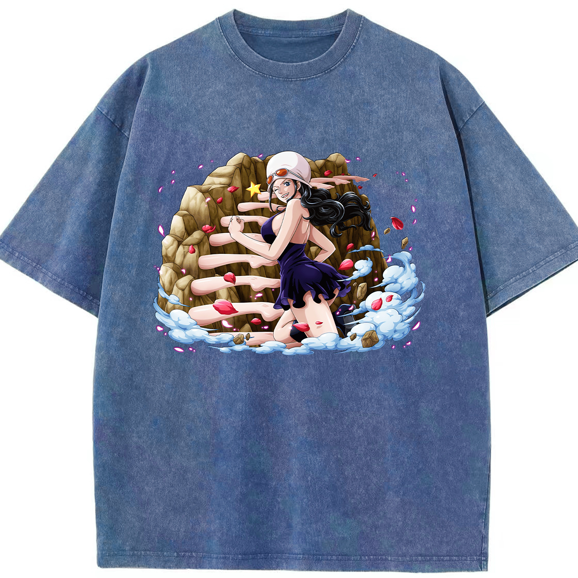 ワンピース ニコ・ロビン ONE PIECE Nico Robin 綿100% ヴィンテージ風 半袖Tシャツ（フロントプリント）