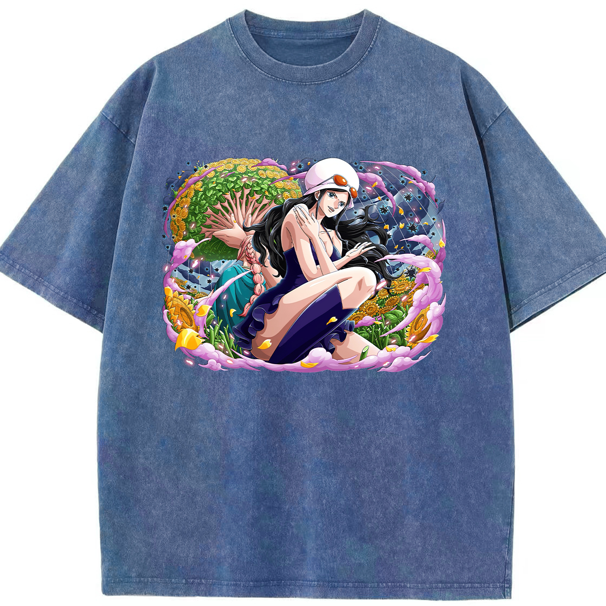ワンピース ニコ・ロビン ONE PIECE Nico Robin 綿100% ヴィンテージ風 半袖Tシャツ（フロントプリント）