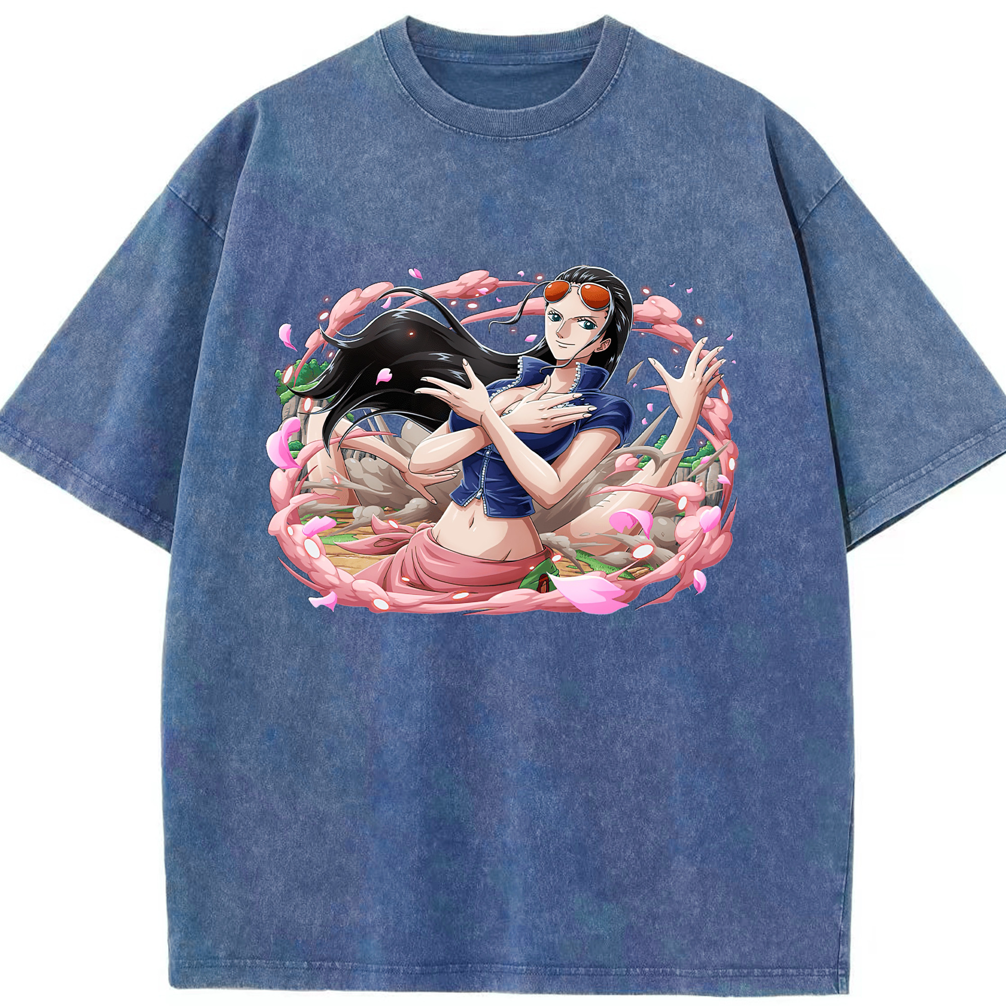 ワンピース ニコ・ロビン ONE PIECE Nico Robin 綿100% ヴィンテージ風 半袖Tシャツ（フロントプリント）
