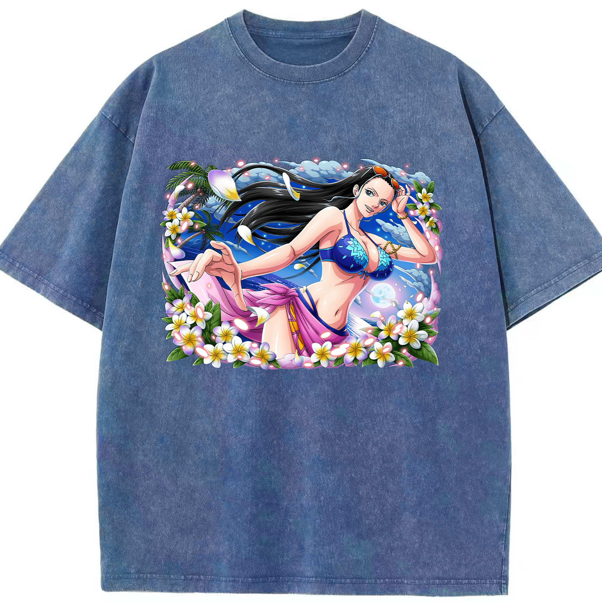 ワンピース ニコ・ロビン ONE PIECE Nico Robin 綿100% ヴィンテージ風 半袖Tシャツ（フロントプリント）