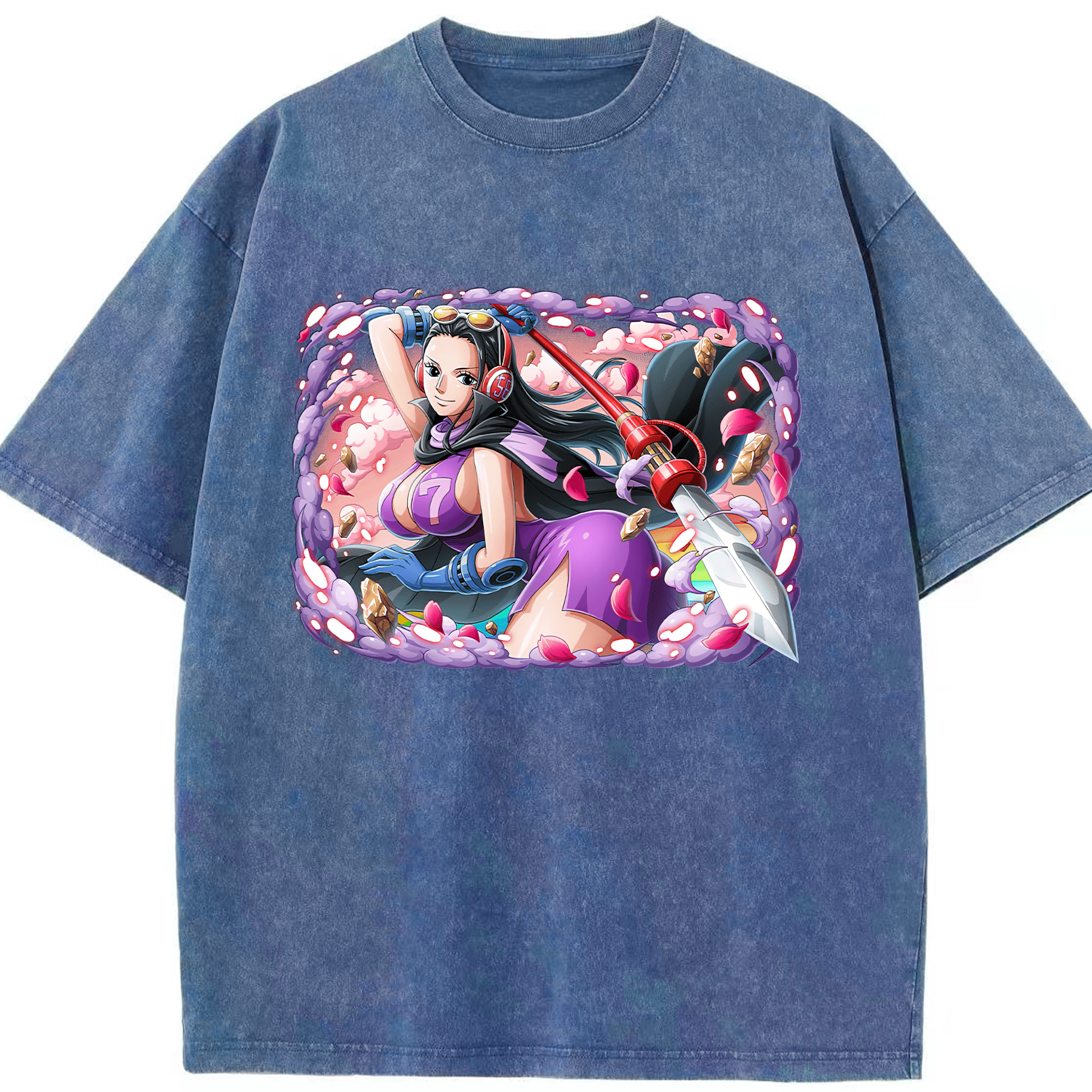 ワンピース ニコ・ロビン ONE PIECE Nico Robin 綿100% ヴィンテージ風 半袖Tシャツ（フロントプリント）