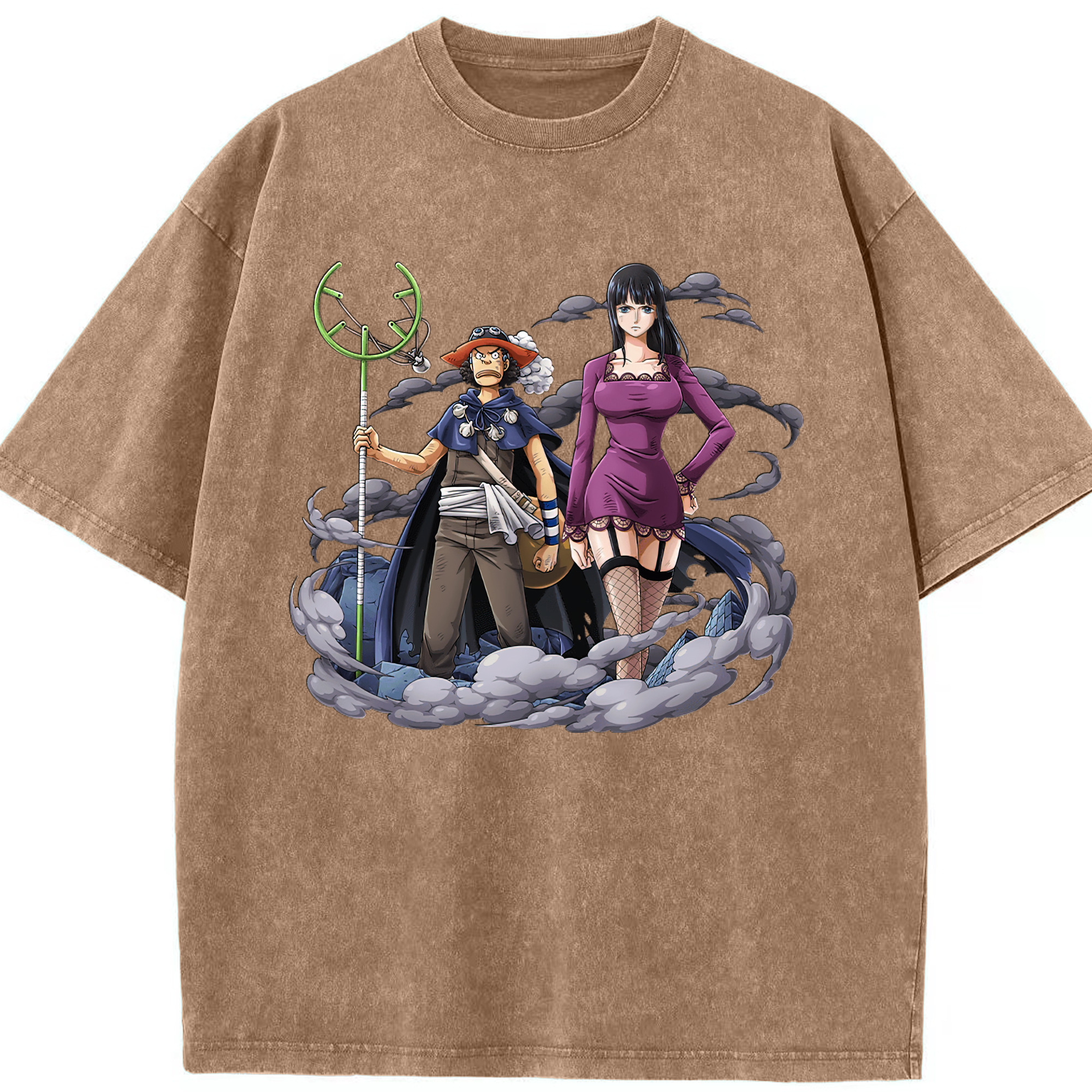 ワンピース ニコ・ロビン ONE PIECE Nico Robin 綿100% ヴィンテージ風 半袖Tシャツ（フロントプリント）
