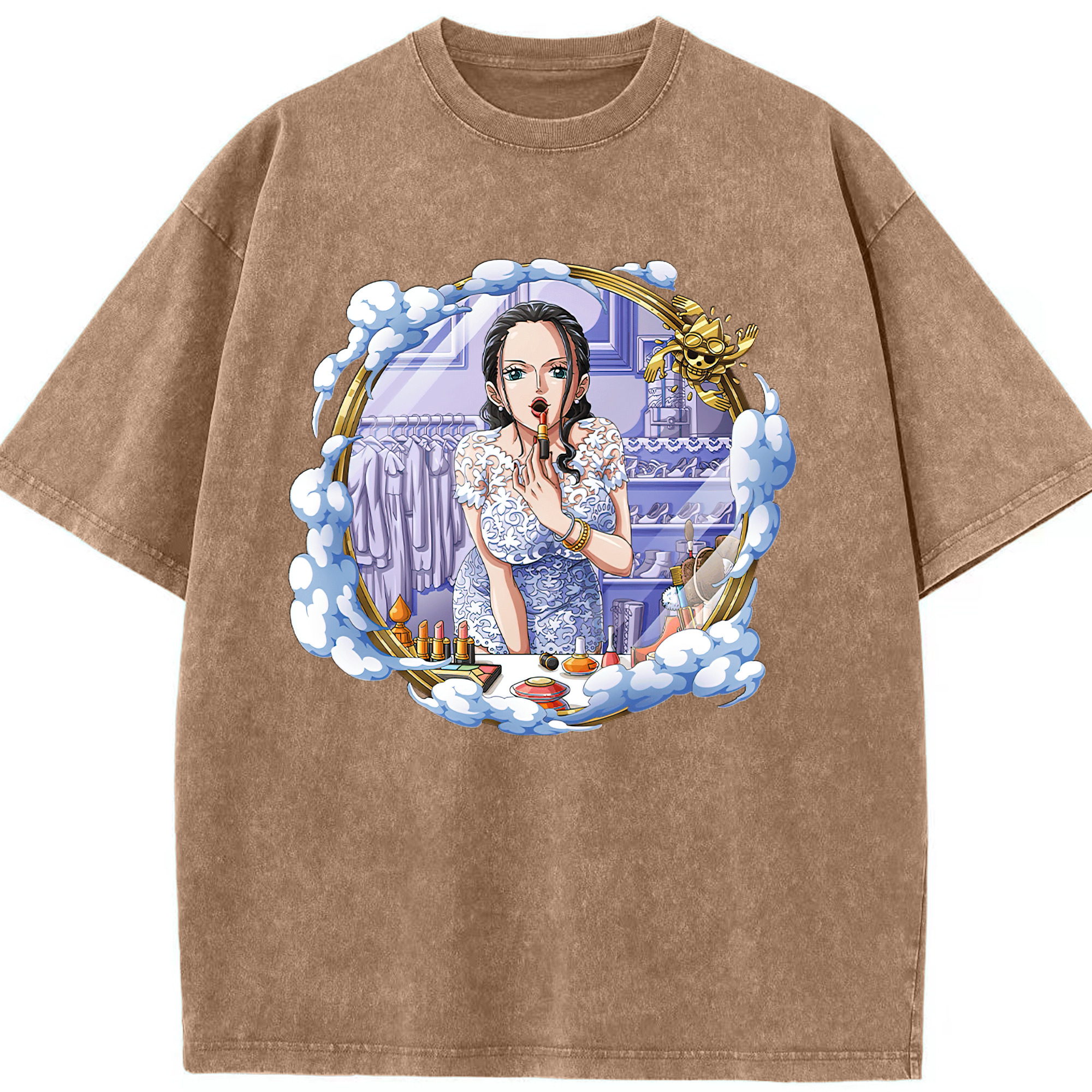 ワンピース ニコ・ロビン ONE PIECE Nico Robin 綿100% ヴィンテージ風 半袖Tシャツ（フロントプリント）