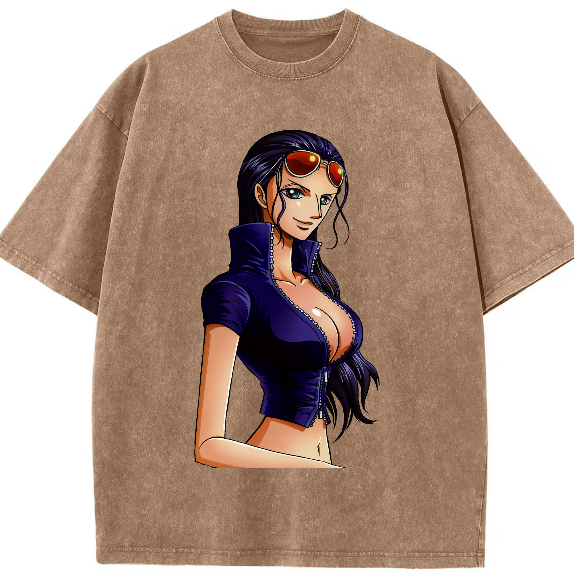 ワンピース ニコ・ロビン ONE PIECE Nico Robin 綿100% ヴィンテージ風 半袖Tシャツ（フロントプリント）