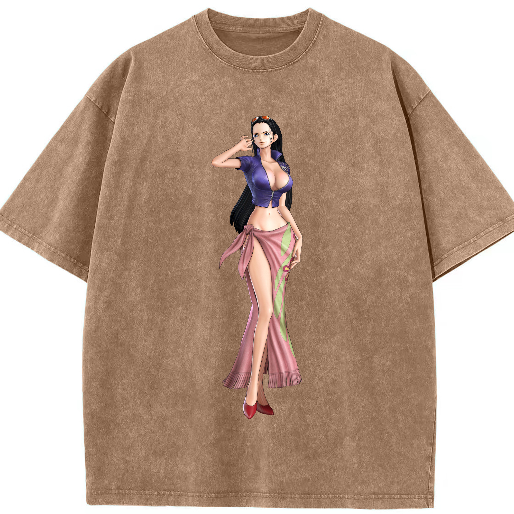 ワンピース ニコ・ロビン ONE PIECE Nico Robin 綿100% ヴィンテージ風 半袖Tシャツ（フロントプリント）