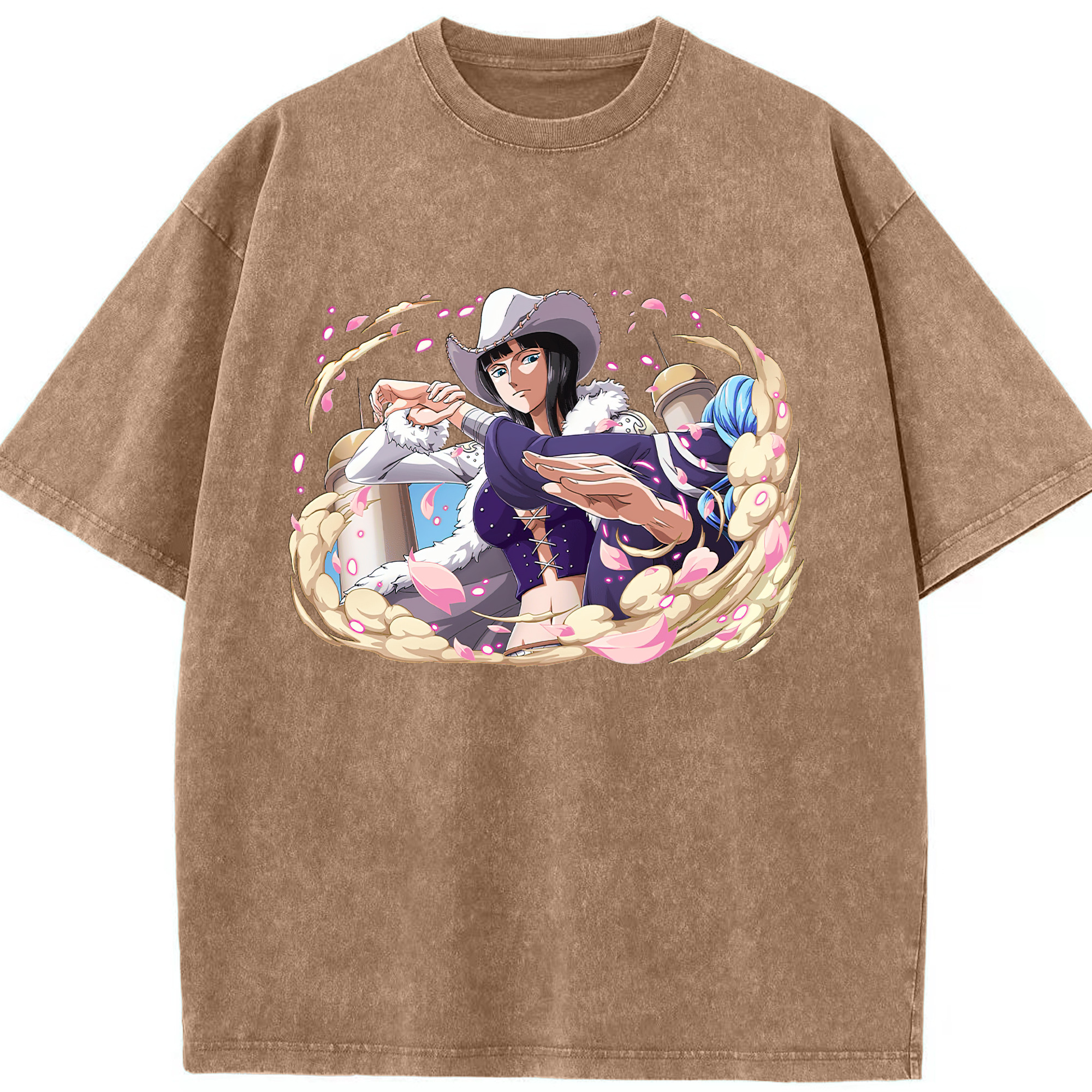 ワンピース ニコ・ロビン ONE PIECE Nico Robin 綿100% ヴィンテージ風 半袖Tシャツ（フロントプリント）