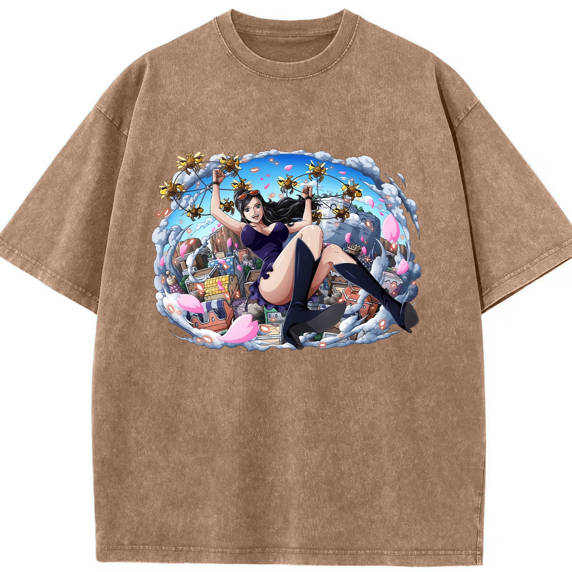 ワンピース ニコ・ロビン ONE PIECE Nico Robin 綿100% ヴィンテージ風 半袖Tシャツ（フロントプリント）