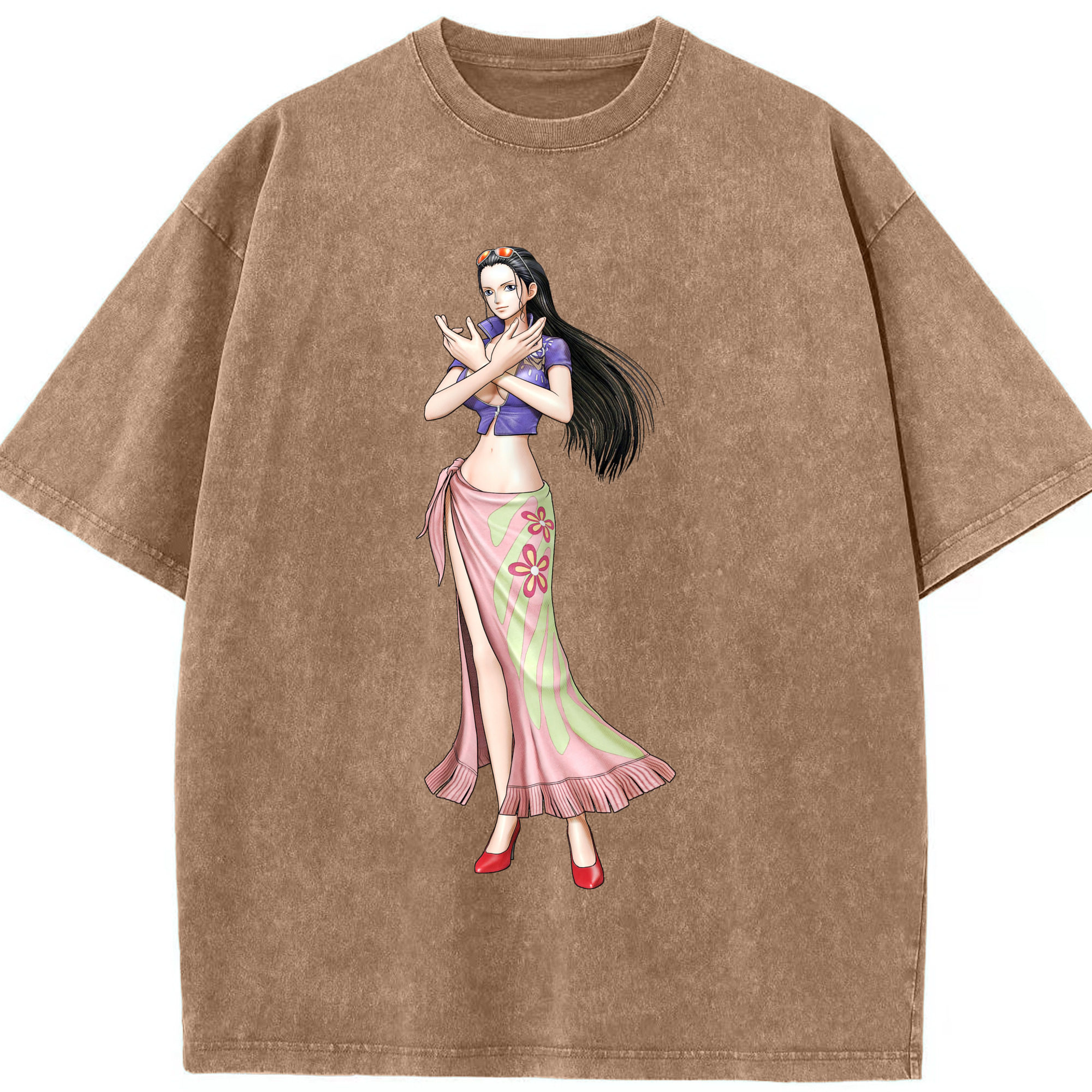 ワンピース ニコ・ロビン ONE PIECE Nico Robin 綿100% ヴィンテージ風 半袖Tシャツ（フロントプリント）