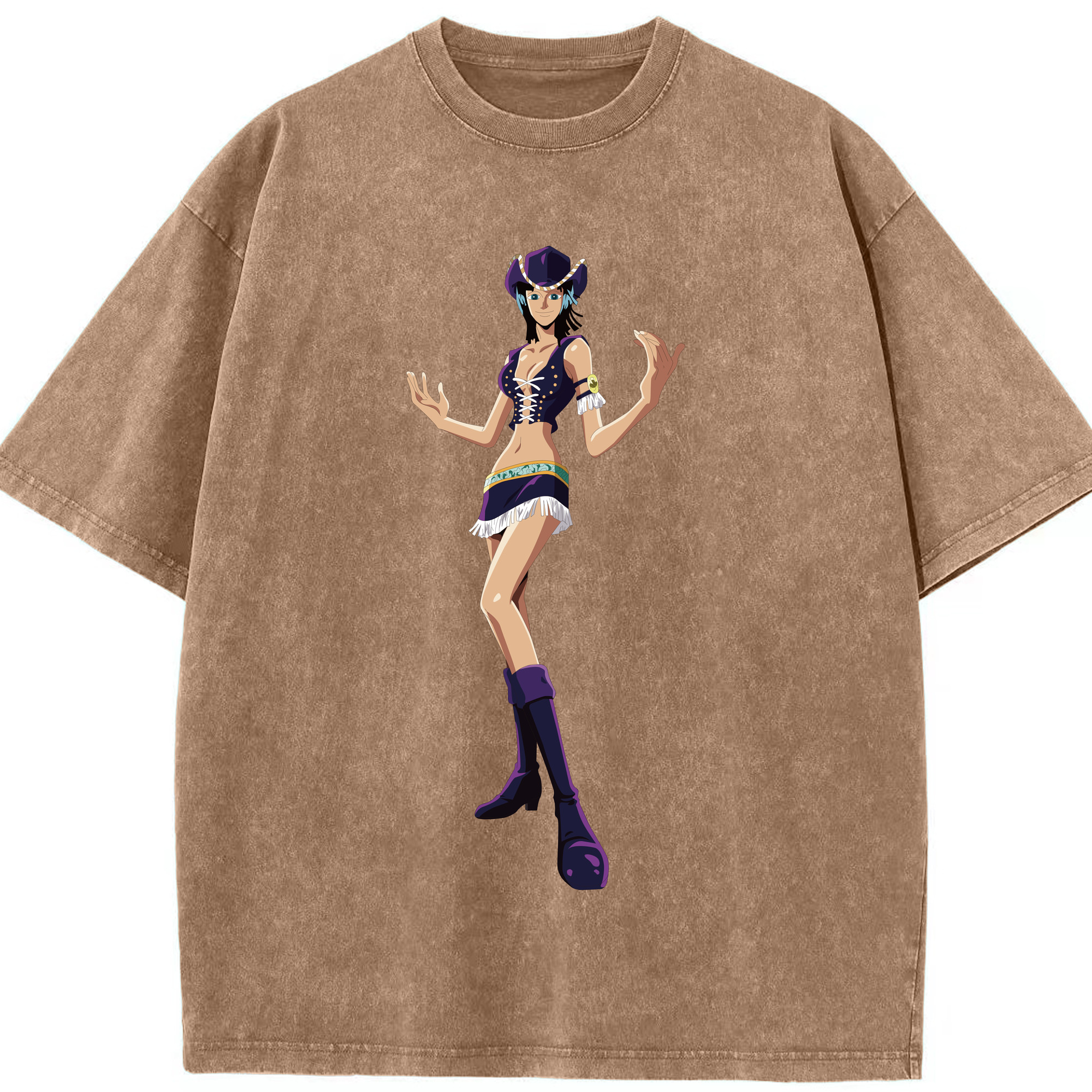 ワンピース ニコ・ロビン ONE PIECE Nico Robin 綿100% ヴィンテージ風 半袖Tシャツ（フロントプリント）
