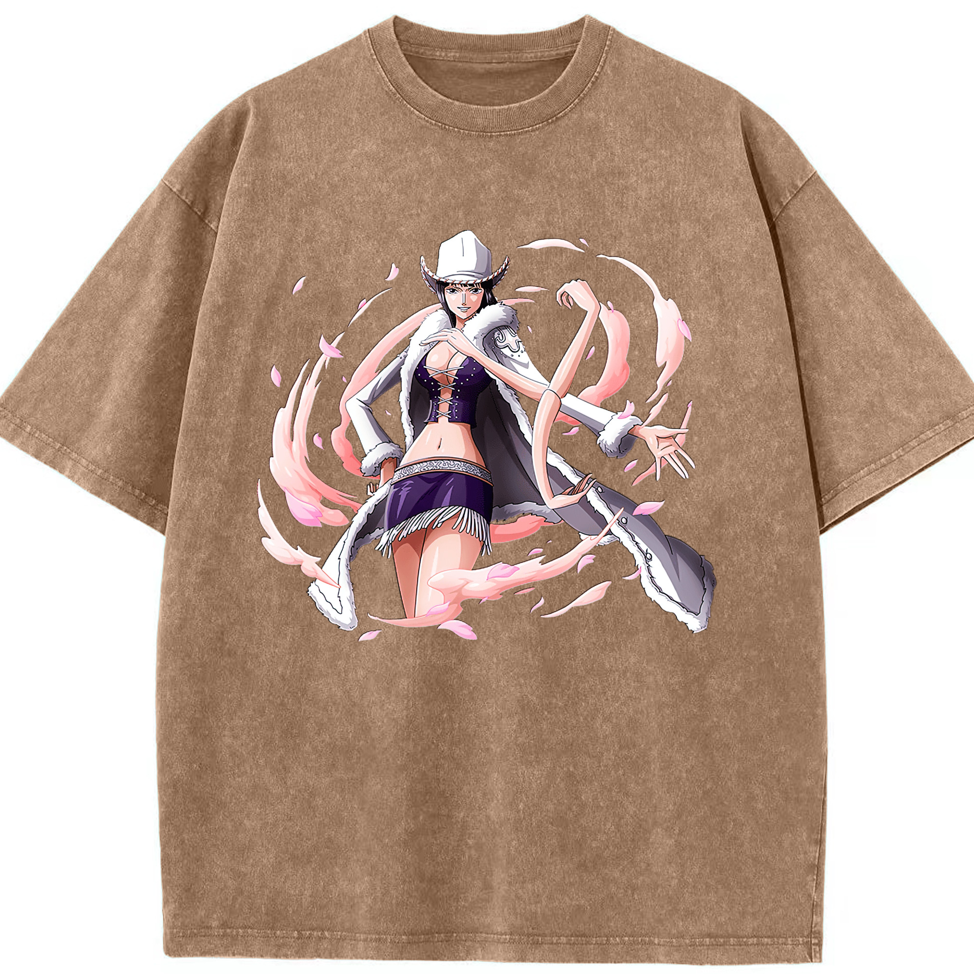 ワンピース ニコ・ロビン ONE PIECE Nico Robin 綿100% ヴィンテージ風 半袖Tシャツ（フロントプリント）
