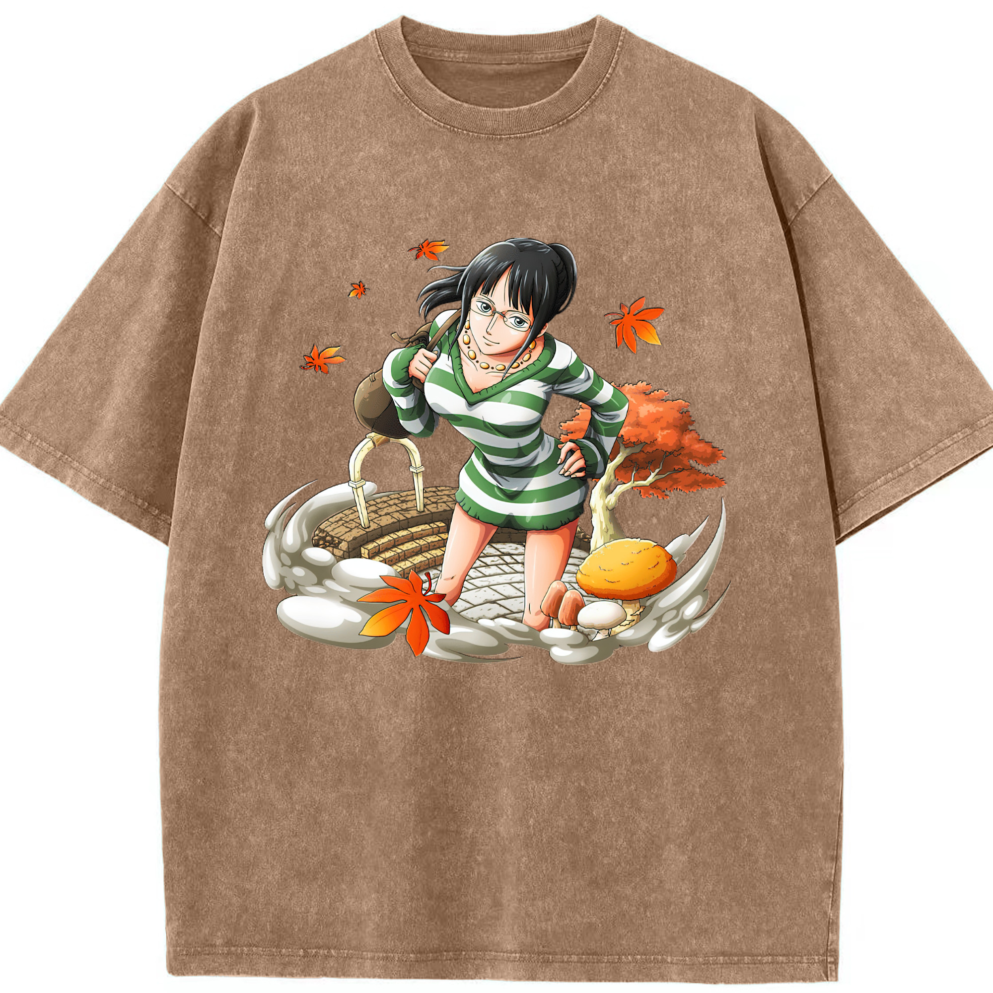 ワンピース ニコ・ロビン ONE PIECE Nico Robin 綿100% ヴィンテージ風 半袖Tシャツ（フロントプリント）
