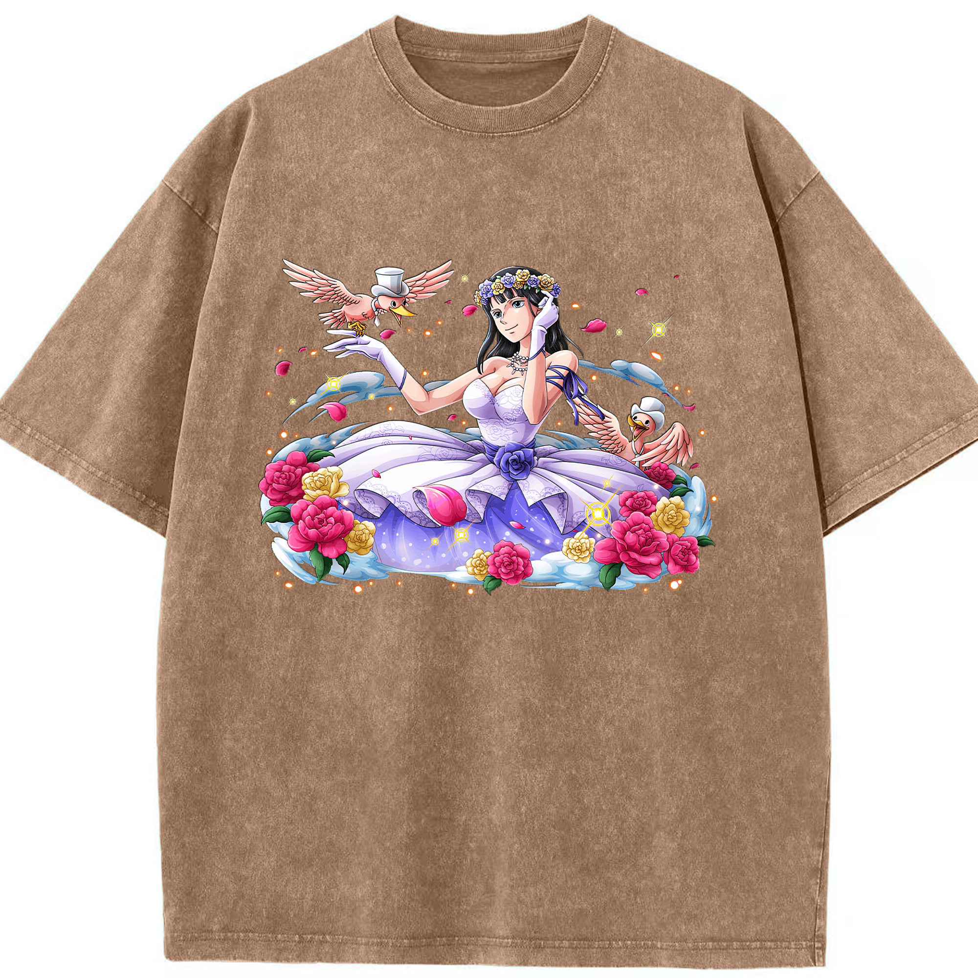 ワンピース ニコ・ロビン ONE PIECE Nico Robin 綿100% ヴィンテージ風 半袖Tシャツ（フロントプリント）