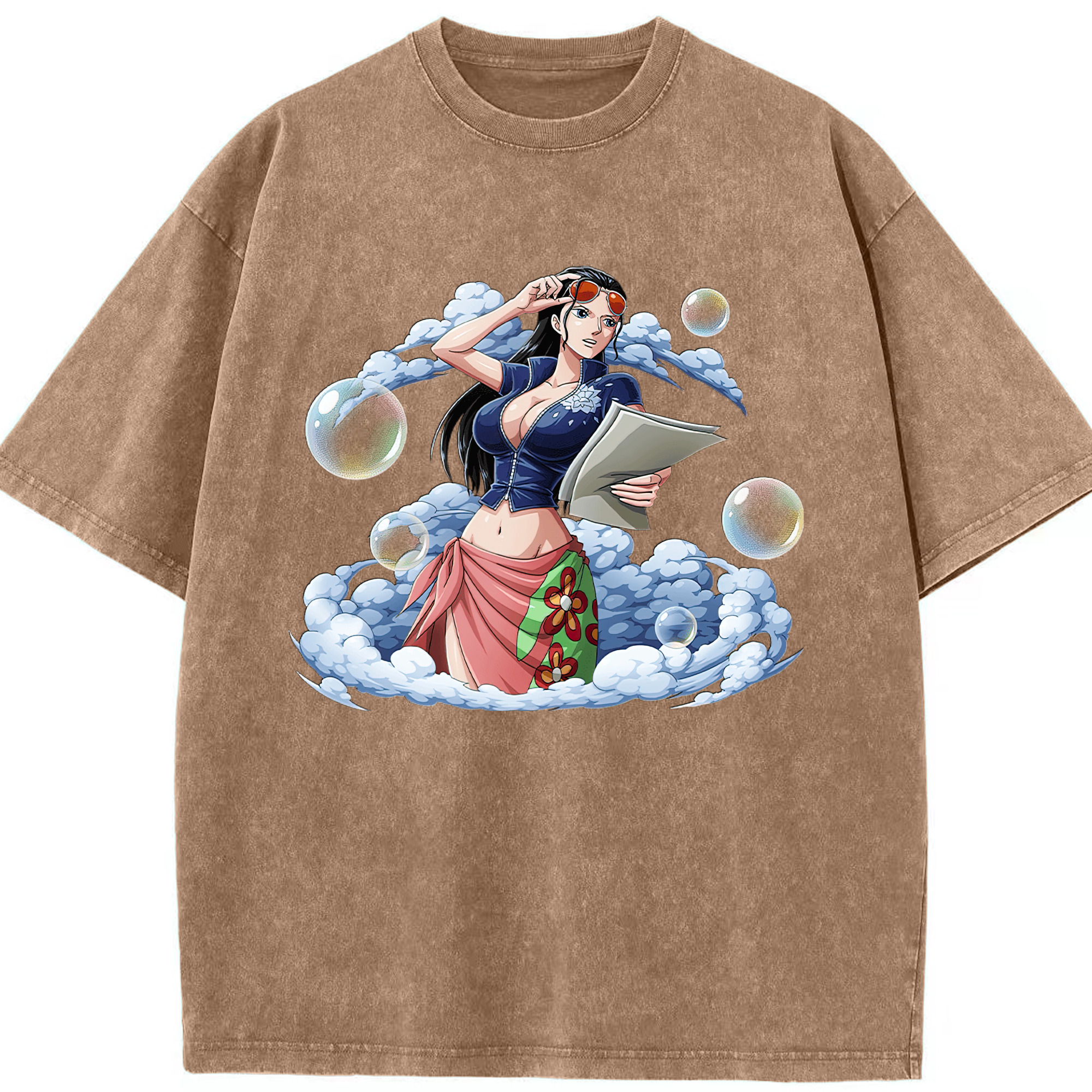 ワンピース ニコ・ロビン ONE PIECE Nico Robin 綿100% ヴィンテージ風 半袖Tシャツ（フロントプリント）