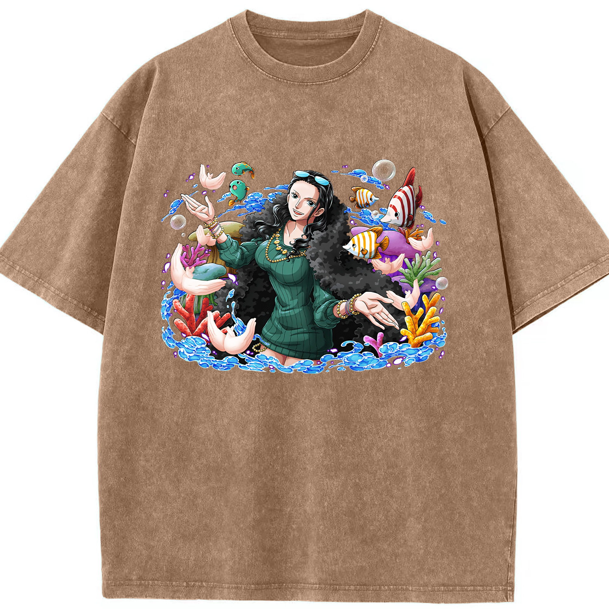 ワンピース ニコ・ロビン ONE PIECE Nico Robin 綿100% ヴィンテージ風 半袖Tシャツ（フロントプリント）