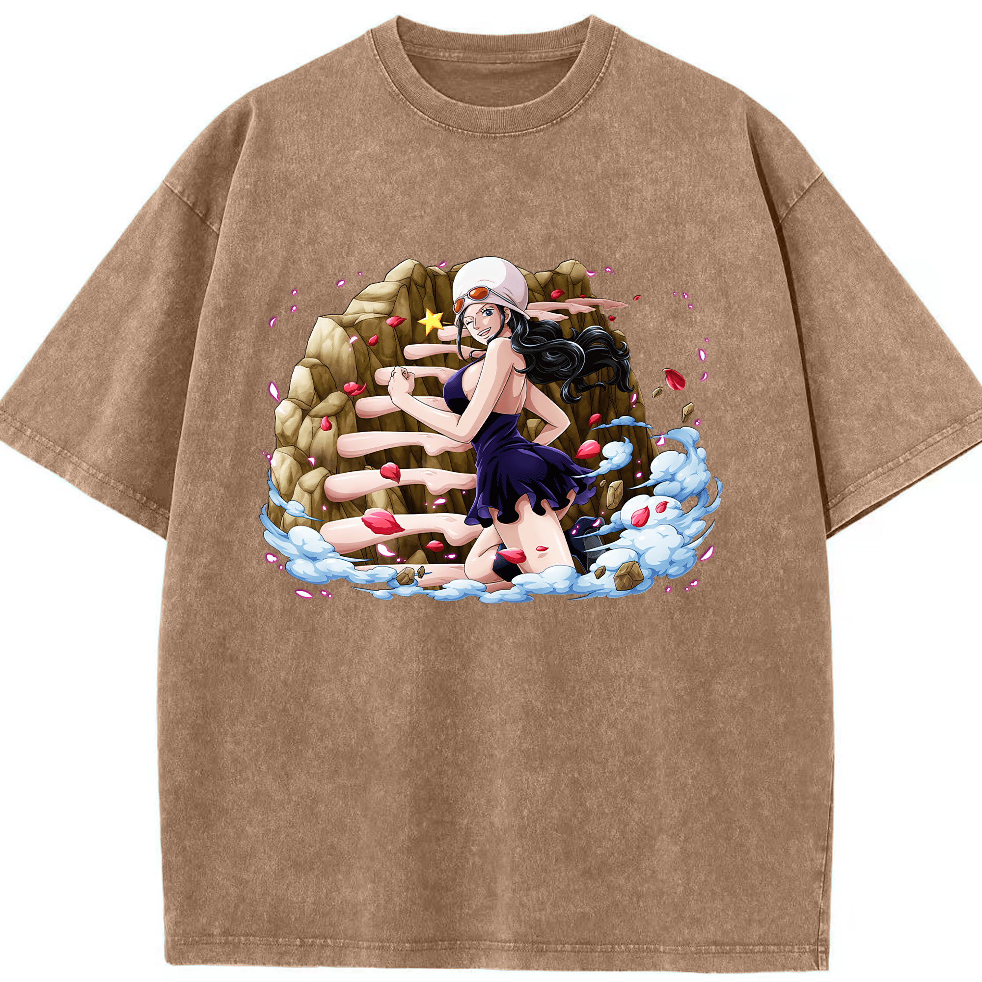 ワンピース ニコ・ロビン ONE PIECE Nico Robin 綿100% ヴィンテージ風 半袖Tシャツ（フロントプリント）